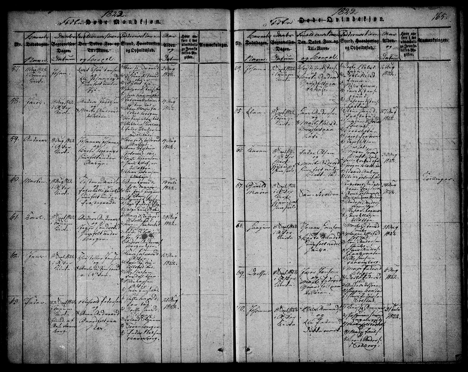Asker prestekontor Kirkebøker, SAO/A-10256a/F/Fa/L0006: Parish register (official) no. I 6, 1814-1824, p. 165