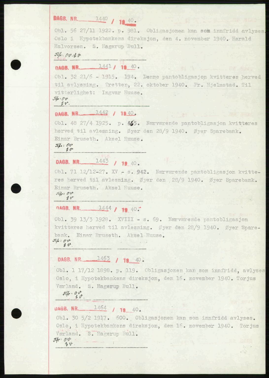 Sør-Gudbrandsdal tingrett, SAH/TING-004/H/Hb/Hbf/L0002: Mortgage book no. C1, 1938-1951, Diary no: : 1440/1940