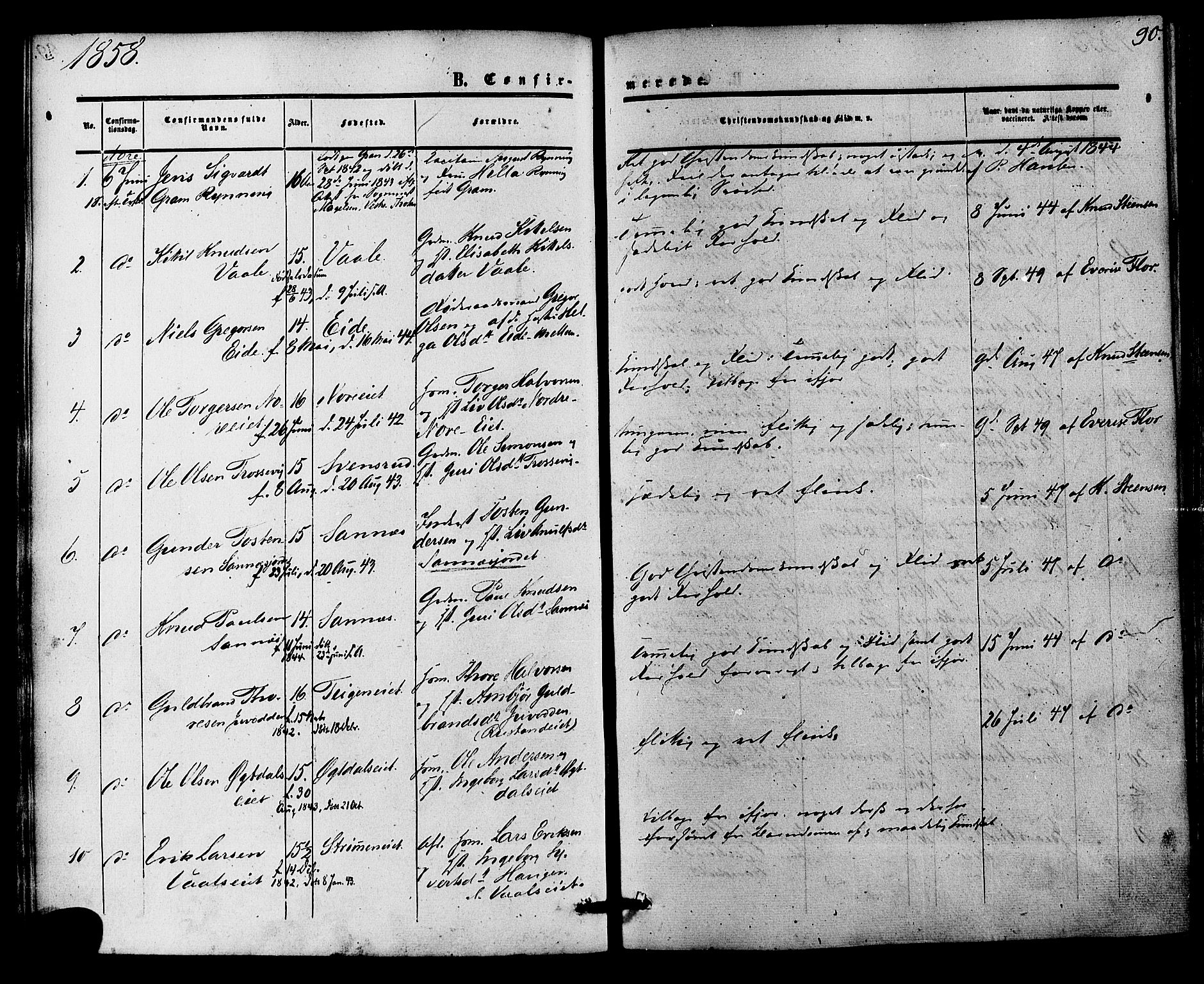 Nore kirkebøker, SAKO/A-238/F/Fa/L0003: Parish register (official) no. I 3, 1858-1866, p. 90