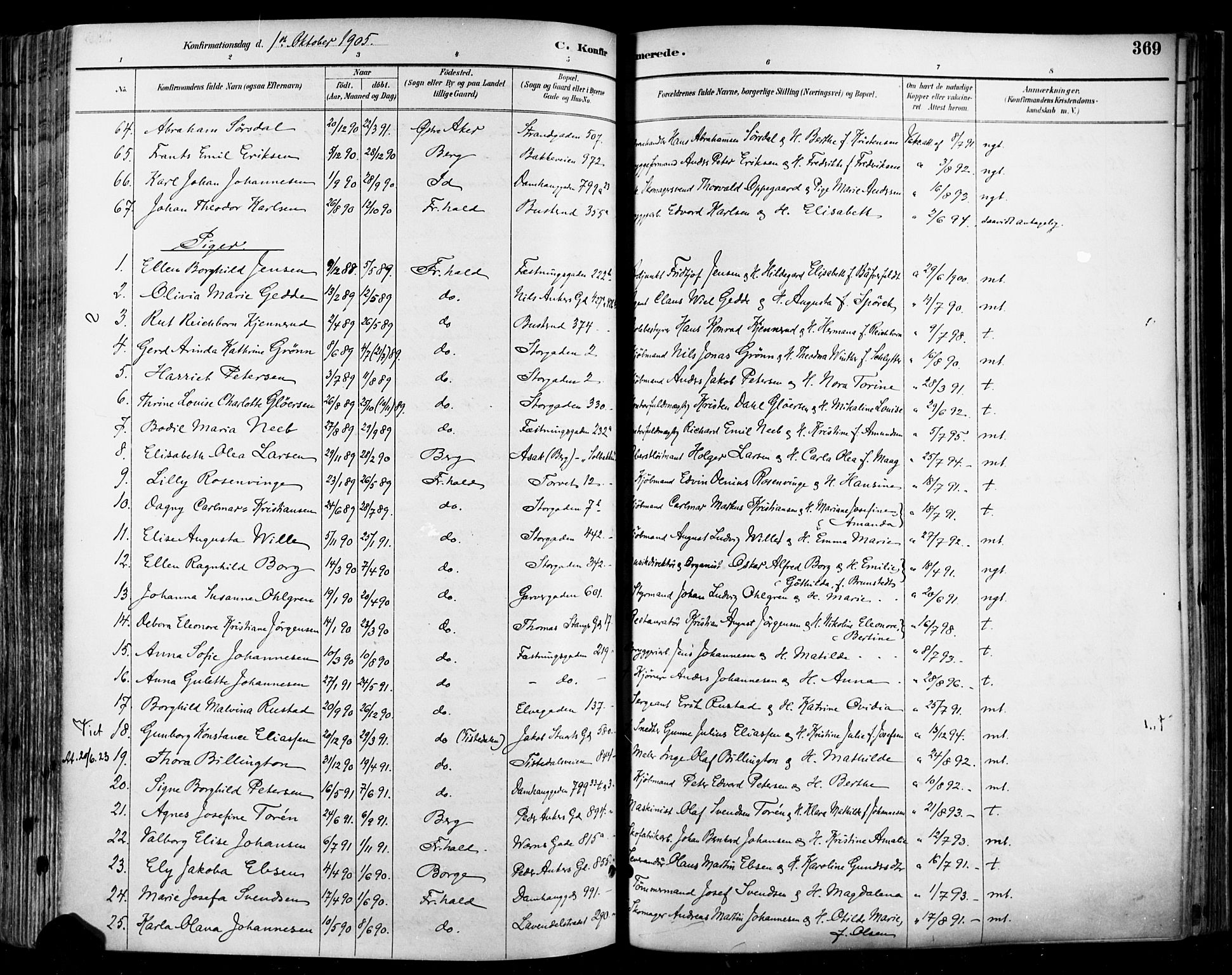 Halden prestekontor Kirkebøker, SAO/A-10909/F/Fa/L0013: Parish register (official) no. I 13, 1890-1906, p. 369