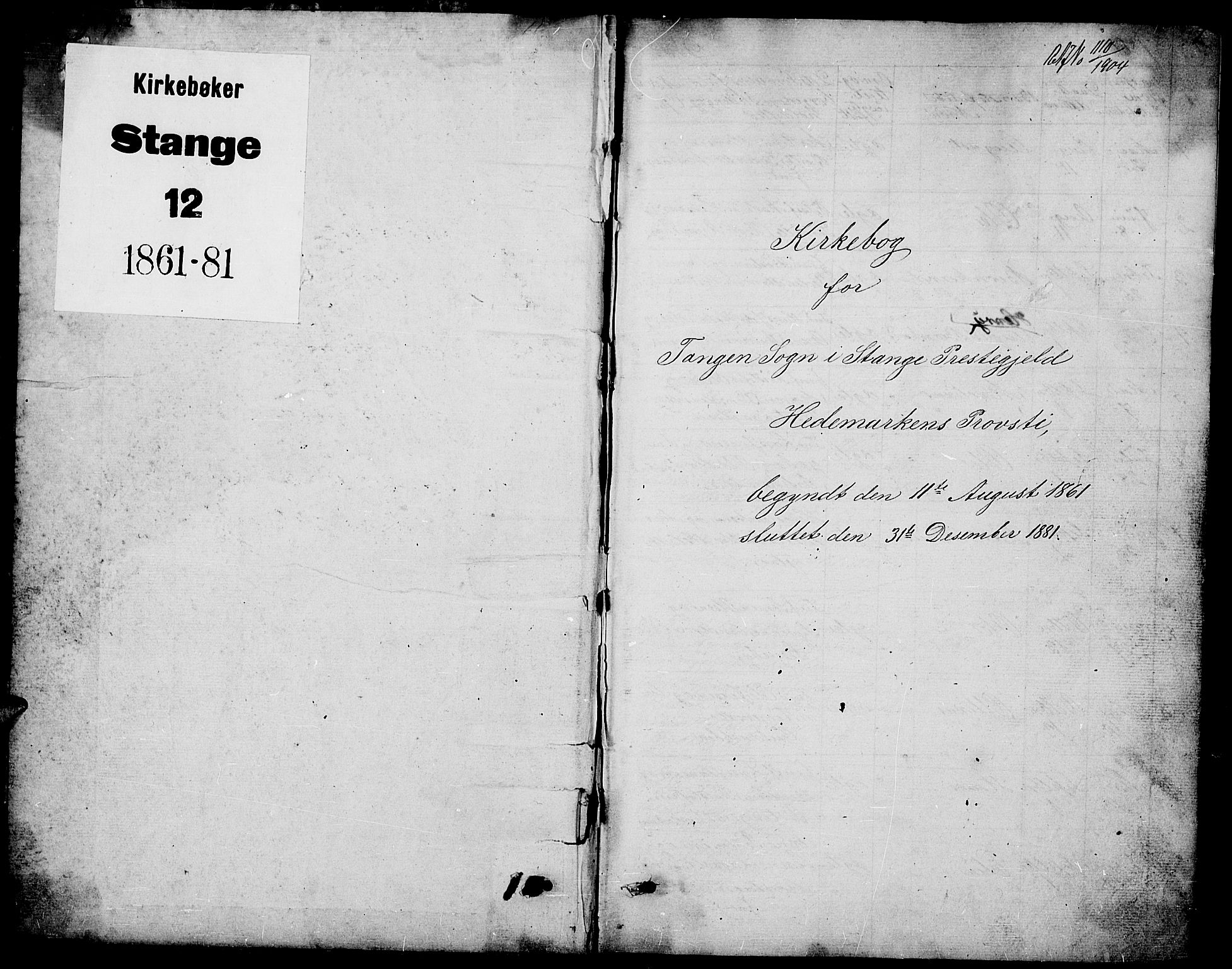 Stange prestekontor, SAH/PREST-002/L/L0005: Parish register (copy) no. 5, 1861-1881, p. 0-1