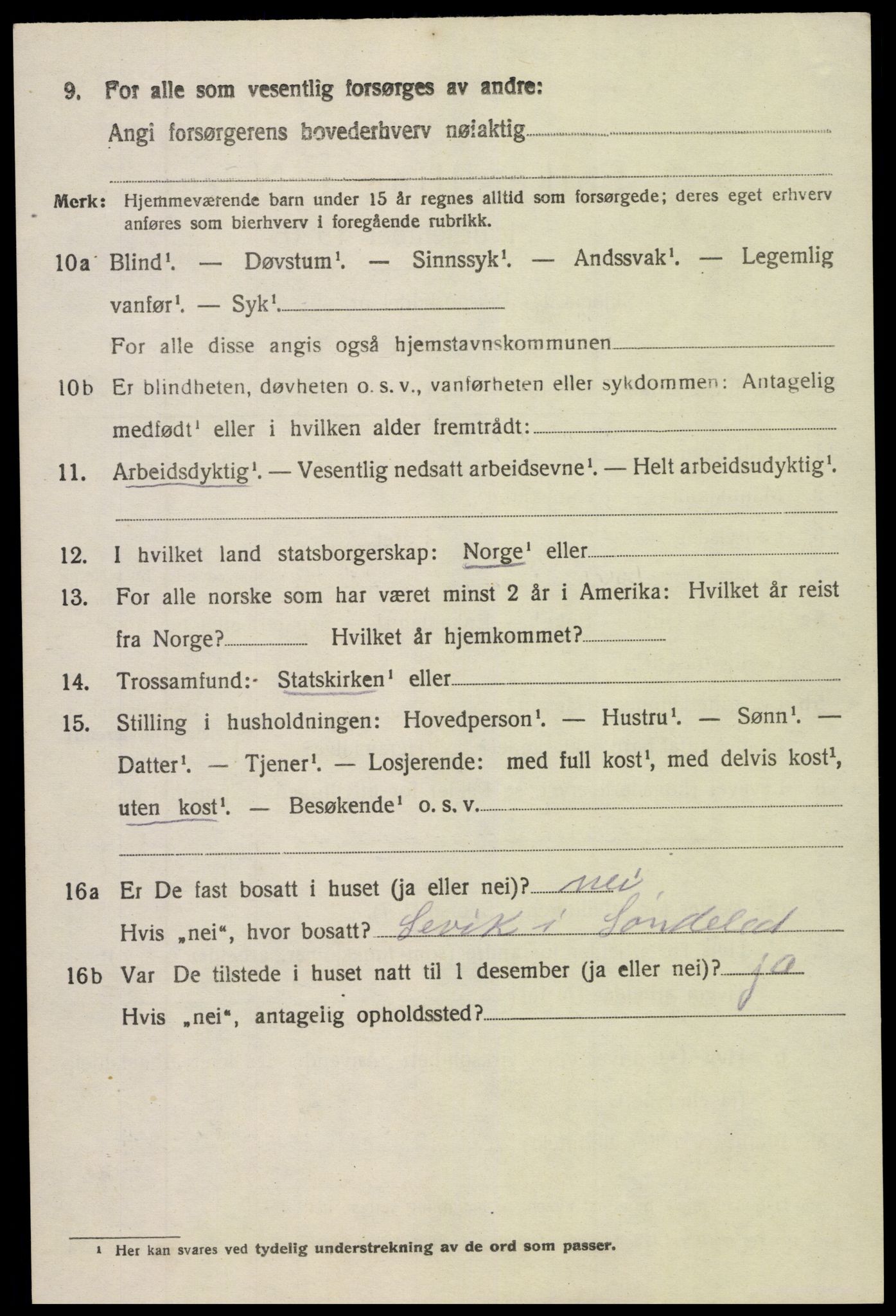 SAK, 1920 census for Søndeled, 1920, p. 6666