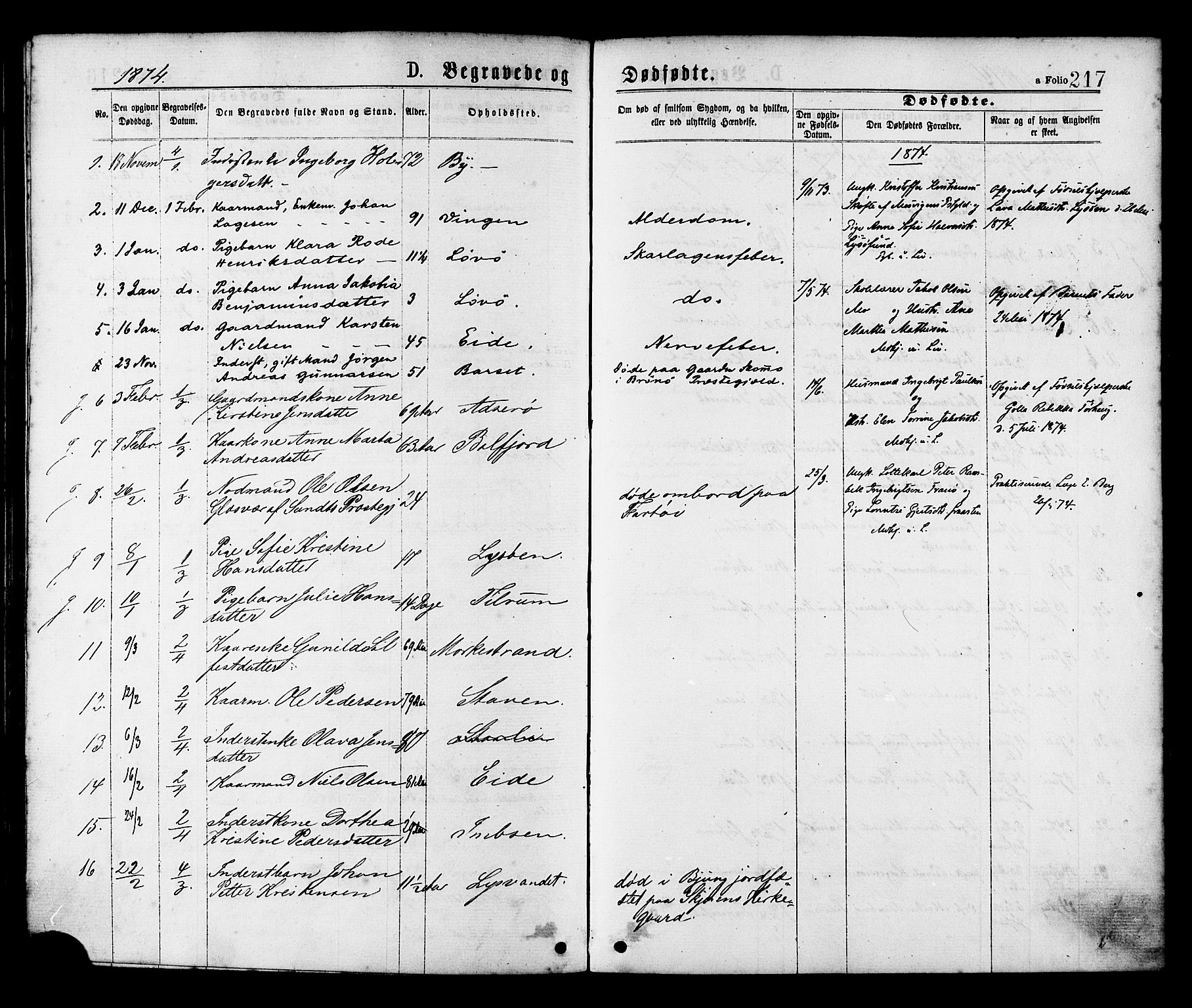 Ministerialprotokoller, klokkerbøker og fødselsregistre - Sør-Trøndelag, SAT/A-1456/655/L0679: Parish register (official) no. 655A08, 1873-1879, p. 217