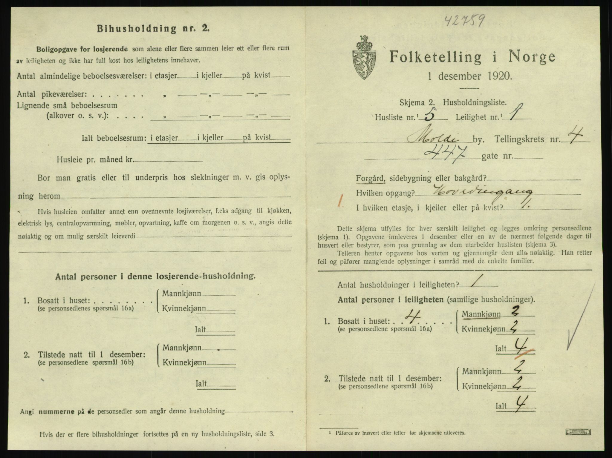 SAT, 1920 census for Molde, 1920, p. 1419