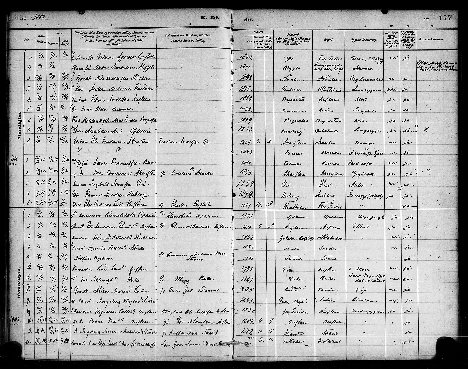 Innvik sokneprestembete, SAB/A-80501: Parish register (official) no. C 1, 1879-1900, p. 177