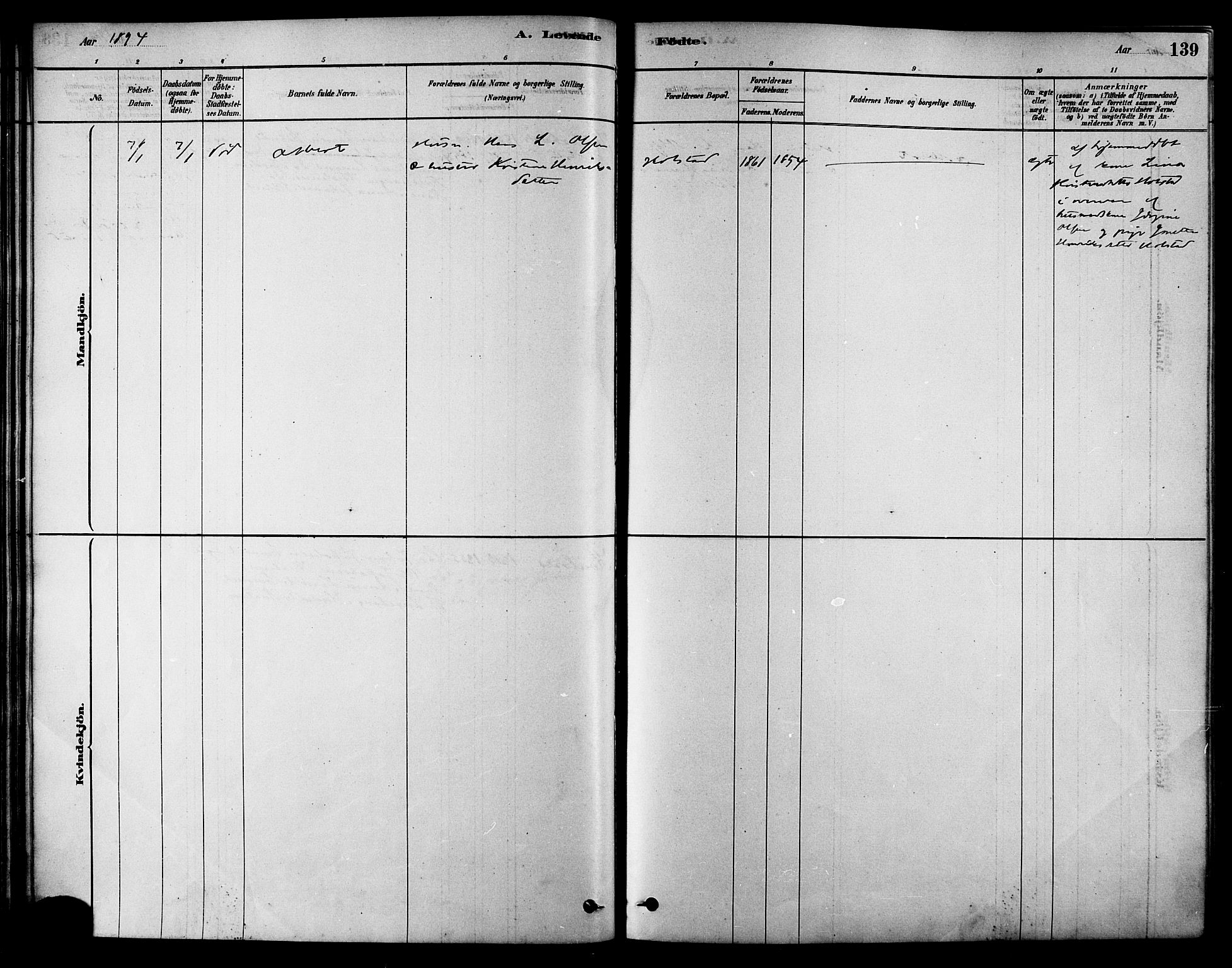 Ministerialprotokoller, klokkerbøker og fødselsregistre - Nordland, SAT/A-1459/852/L0740: Parish register (official) no. 852A10, 1878-1894, p. 139