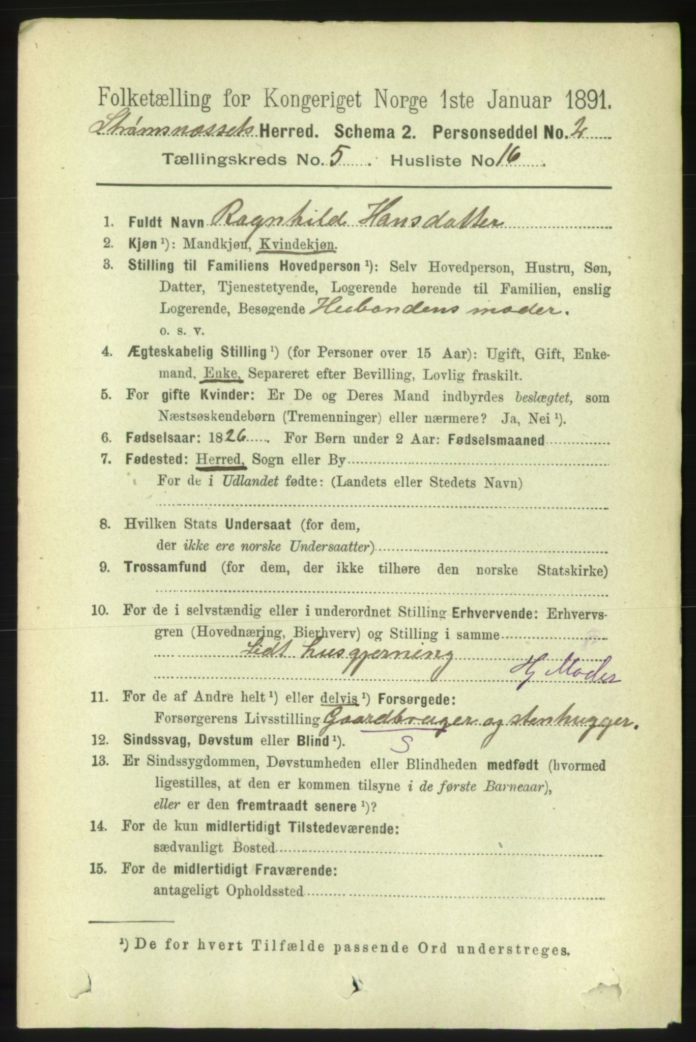 RA, 1891 census for 1559 Straumsnes, 1891, p. 1151