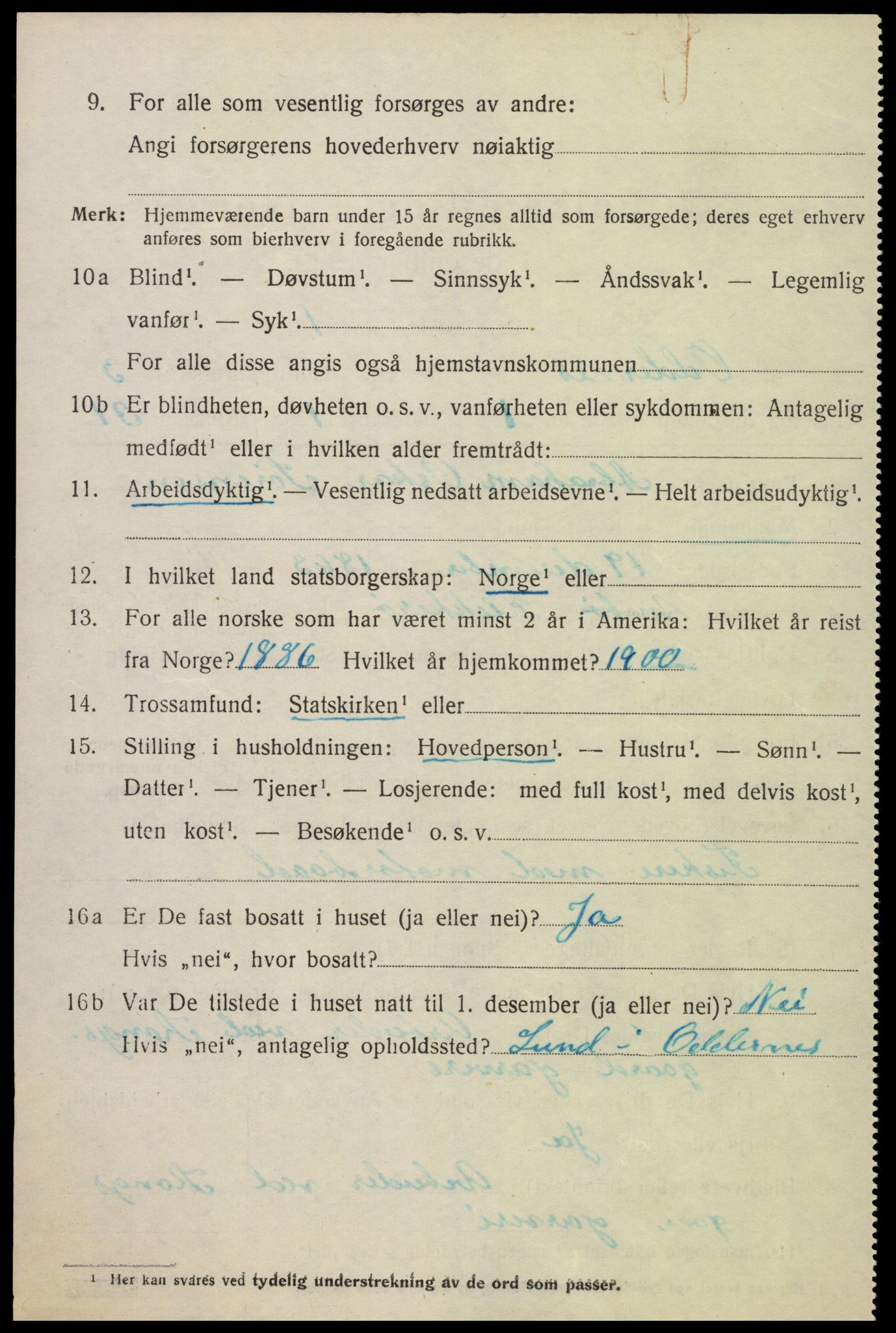 SAK, 1920 census for Oddernes, 1920, p. 3350