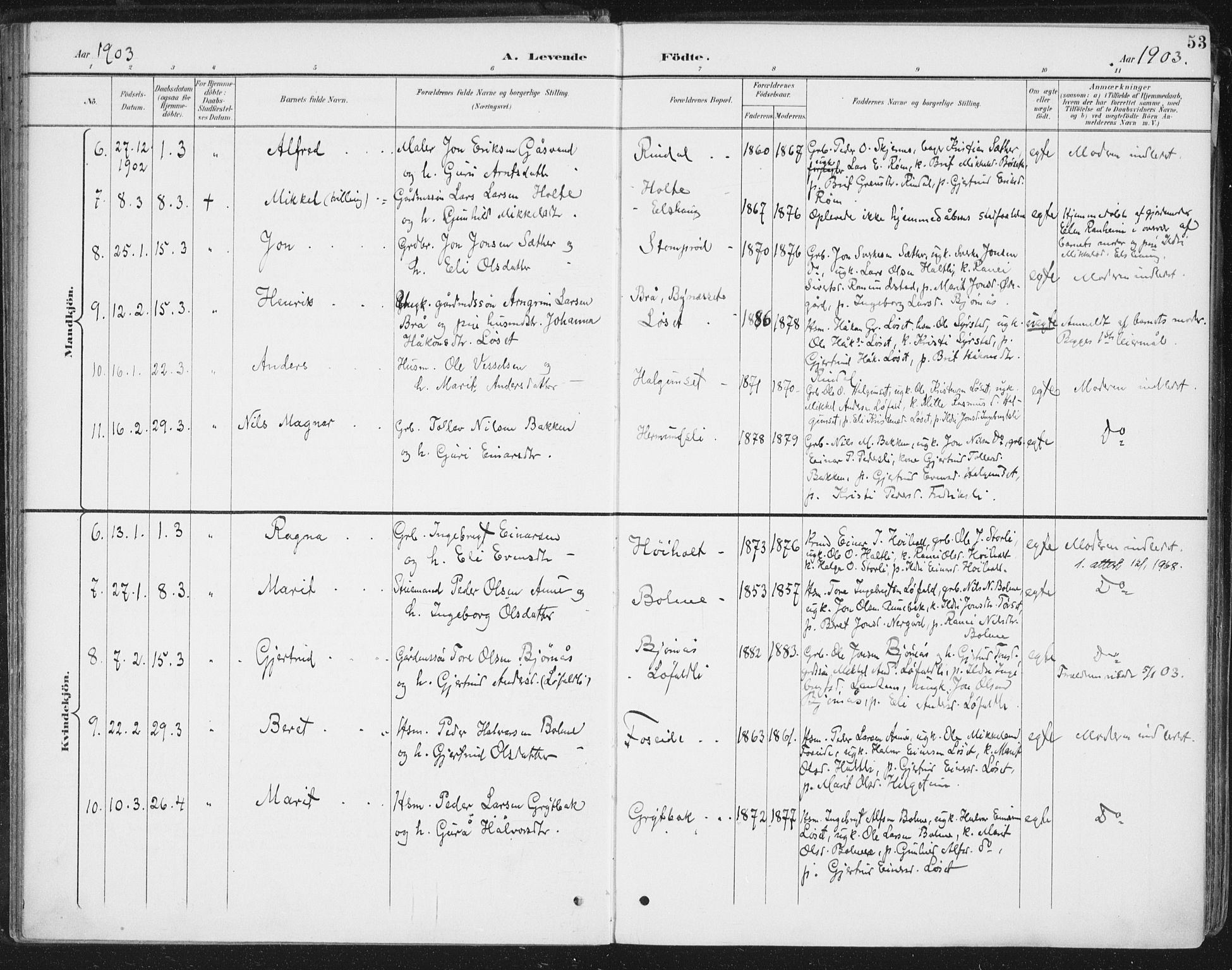 Ministerialprotokoller, klokkerbøker og fødselsregistre - Møre og Romsdal, AV/SAT-A-1454/598/L1072: Parish register (official) no. 598A06, 1896-1910, p. 53