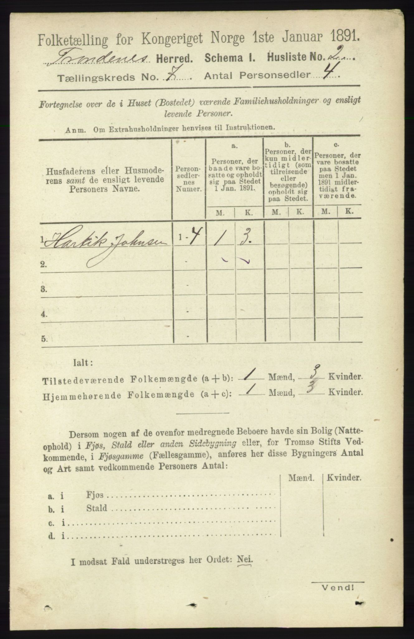 RA, 1891 census for 1914 Trondenes, 1891, p. 4325