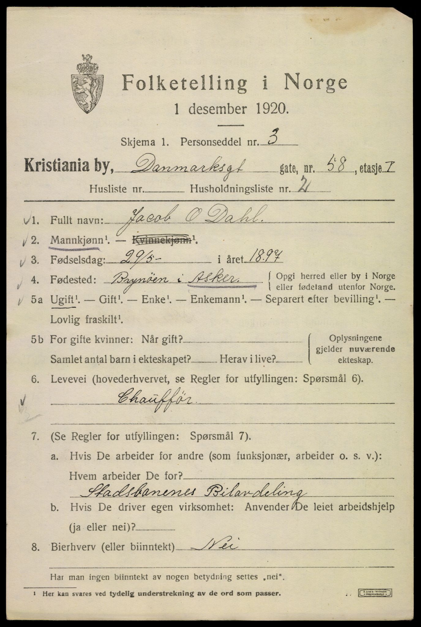 SAO, 1920 census for Kristiania, 1920, p. 196045