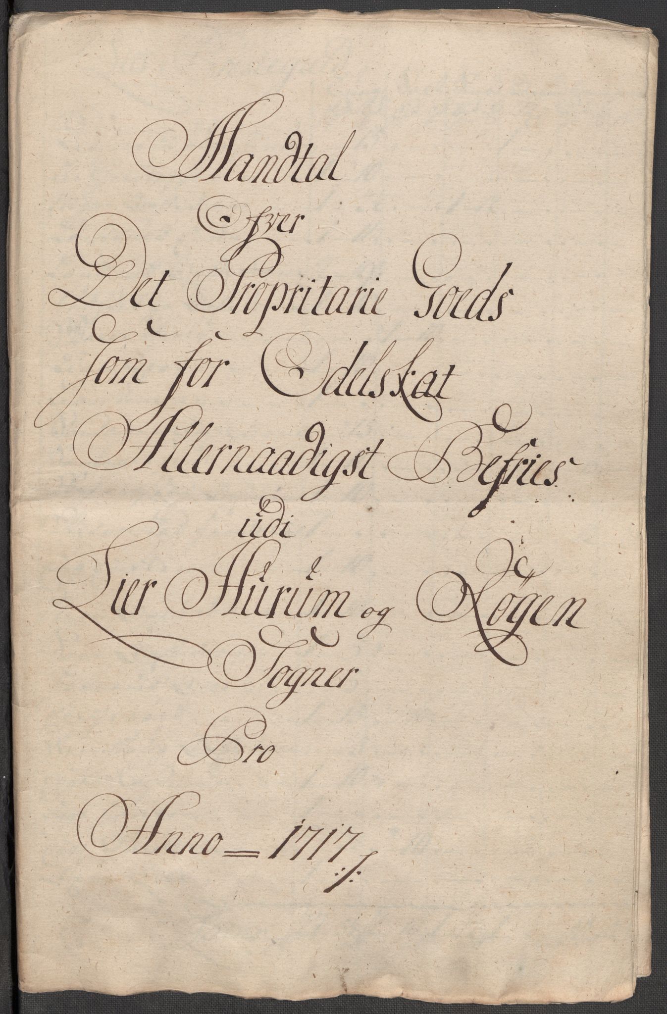 Rentekammeret inntil 1814, Reviderte regnskaper, Fogderegnskap, AV/RA-EA-4092/R31/L1711: Fogderegnskap Hurum, Røyken, Eiker, Lier og Buskerud, 1717, p. 334