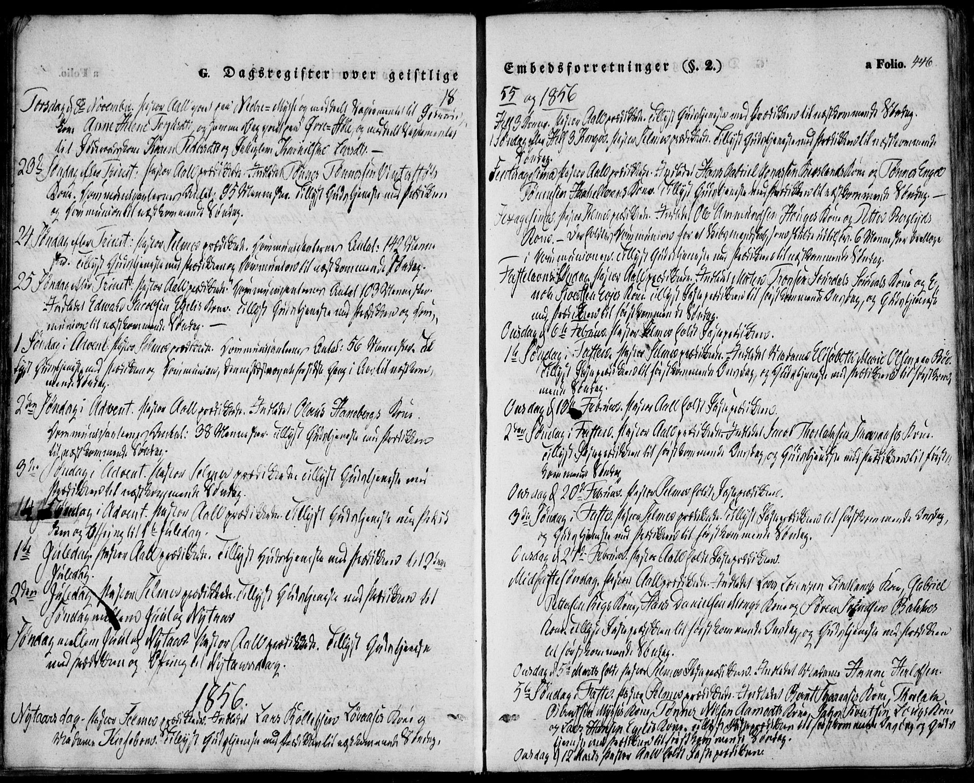 Sokndal sokneprestkontor, SAST/A-101808: Parish register (official) no. A 8.2, 1842-1857, p. 446