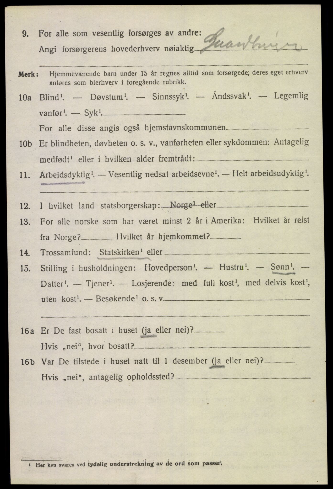 SAK, 1920 census for Spangereid, 1920, p. 1430