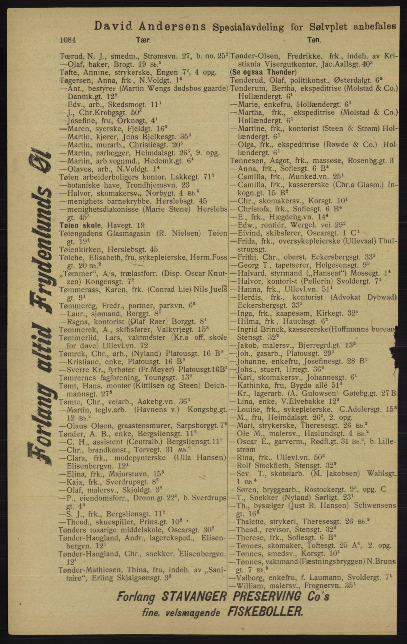 Kristiania/Oslo adressebok, PUBL/-, 1913, p. 1096