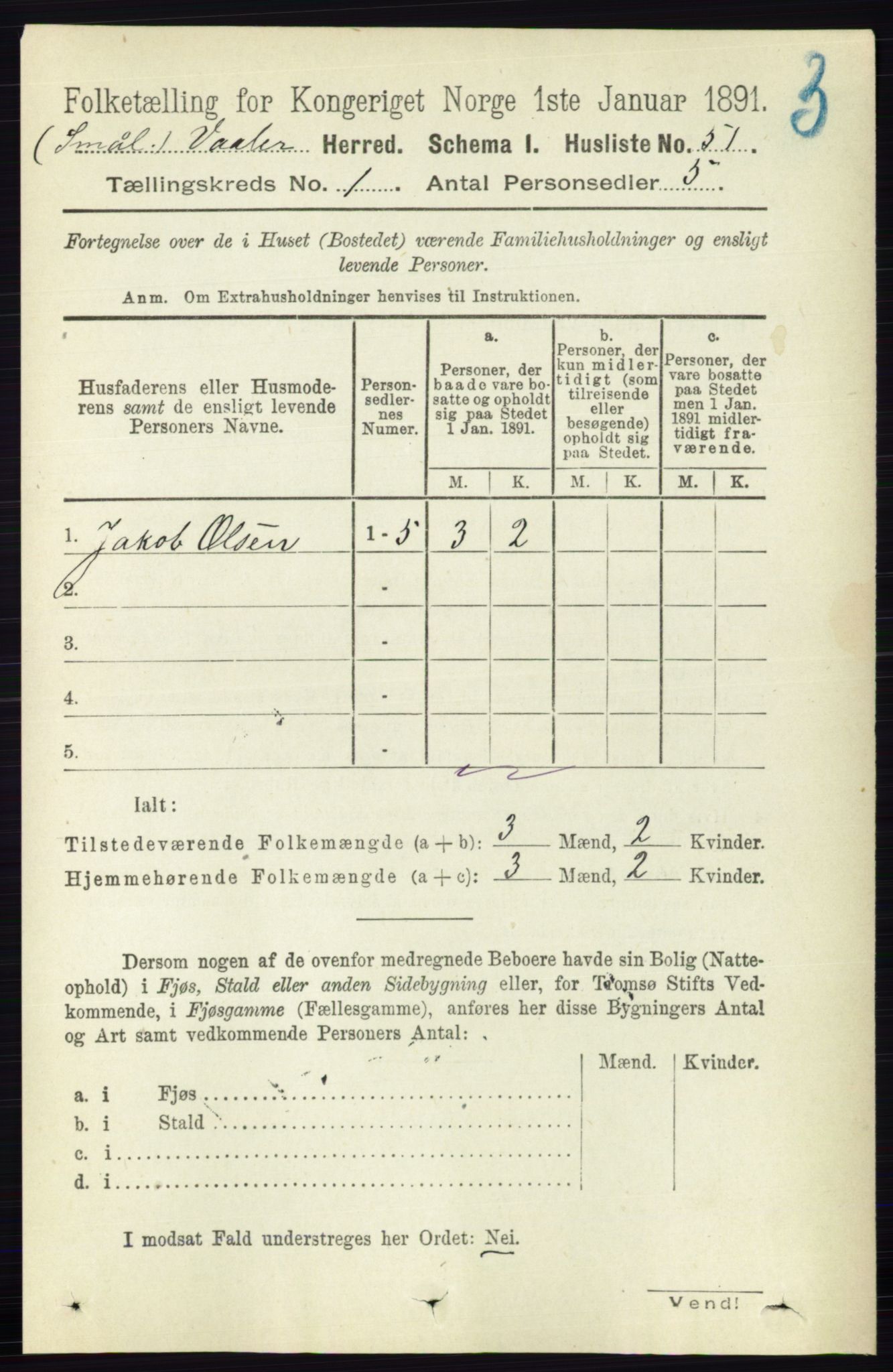 RA, 1891 census for 0137 Våler, 1891, p. 72