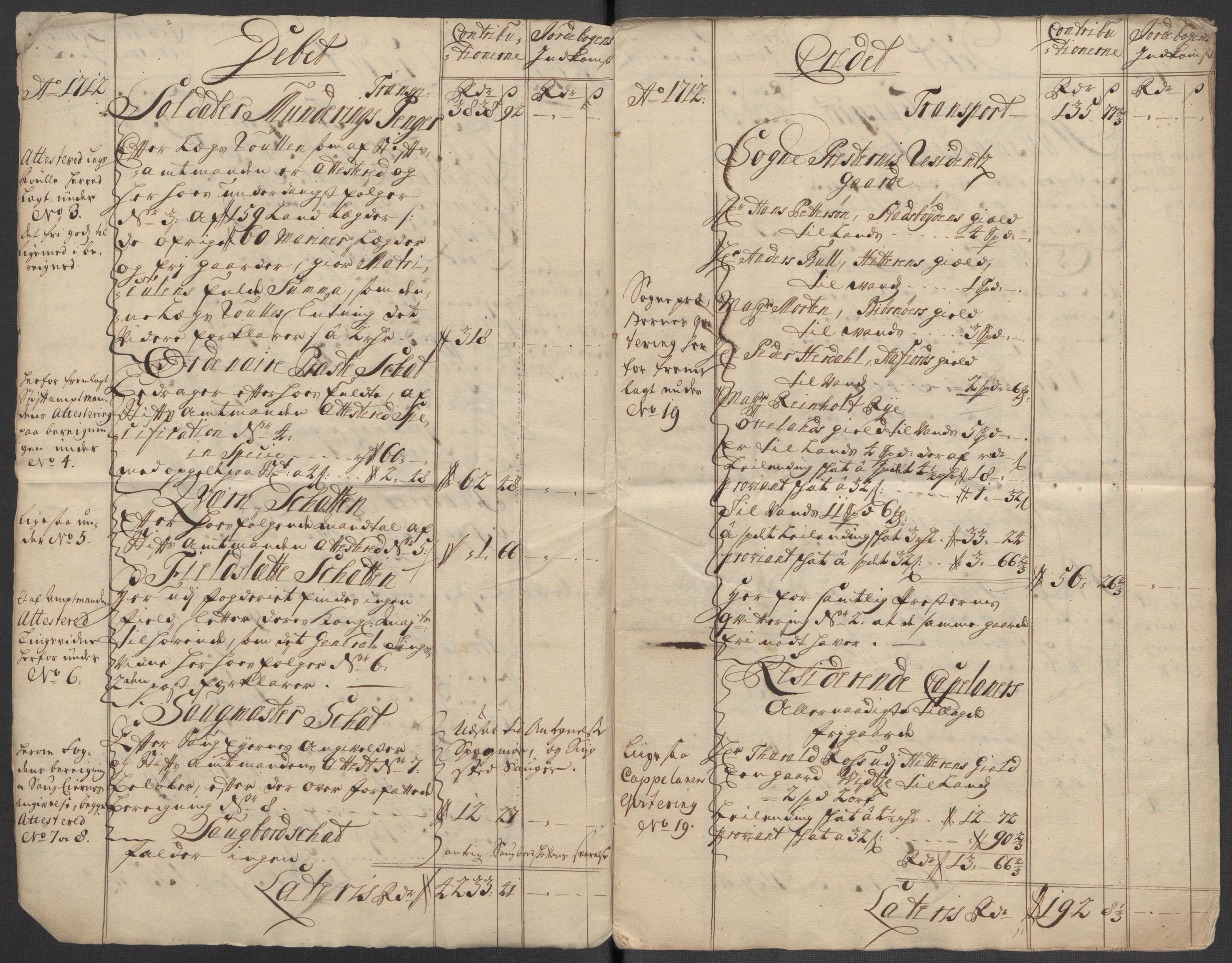 Rentekammeret inntil 1814, Reviderte regnskaper, Fogderegnskap, AV/RA-EA-4092/R57/L3861: Fogderegnskap Fosen, 1712-1713, p. 6