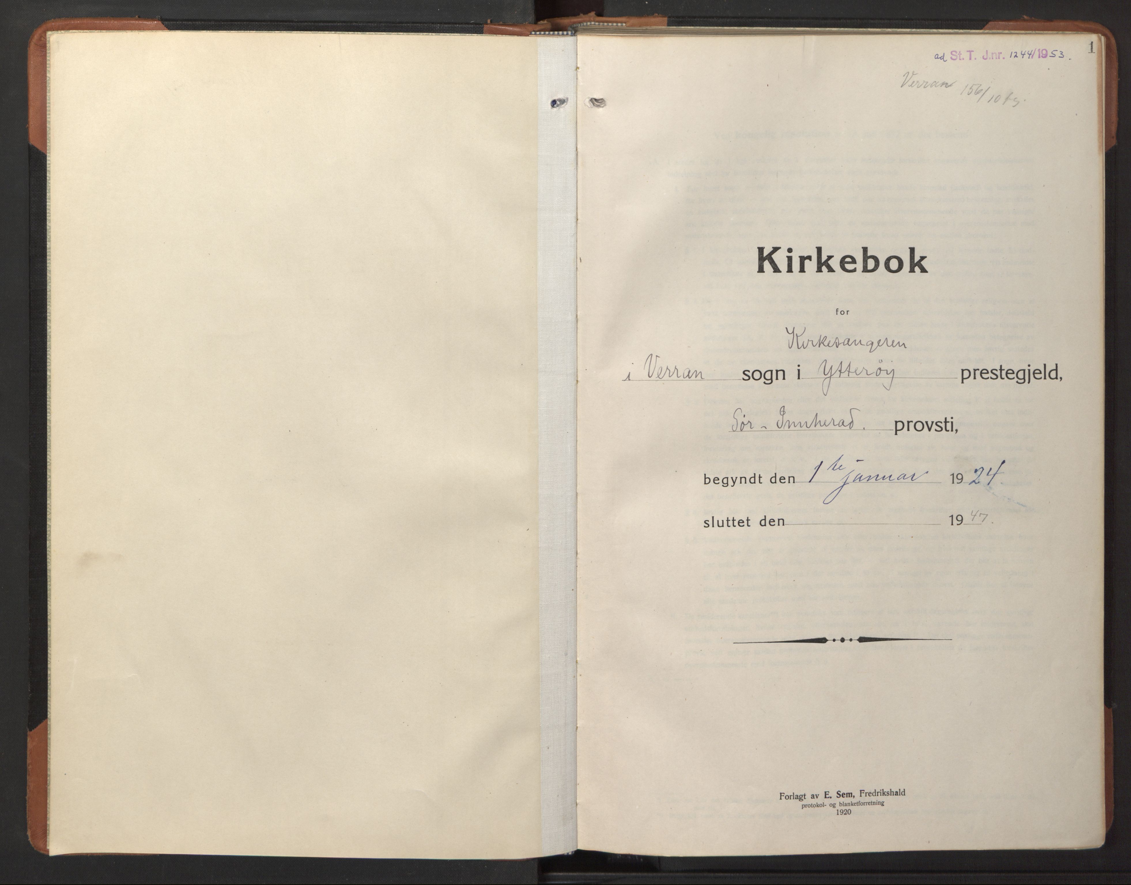 Ministerialprotokoller, klokkerbøker og fødselsregistre - Nord-Trøndelag, SAT/A-1458/744/L0425: Parish register (copy) no. 744C04, 1924-1947, p. 1