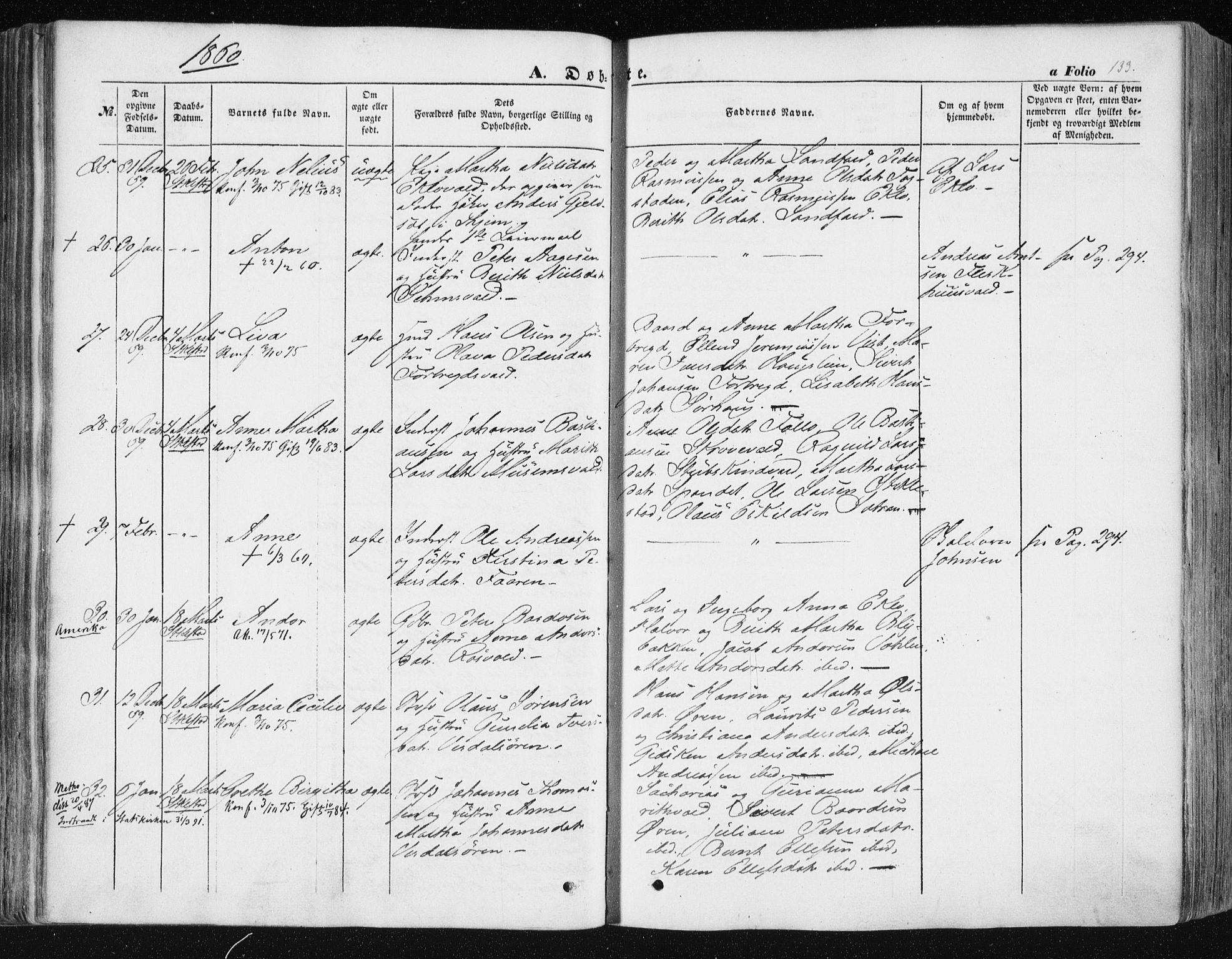 Ministerialprotokoller, klokkerbøker og fødselsregistre - Nord-Trøndelag, AV/SAT-A-1458/723/L0240: Parish register (official) no. 723A09, 1852-1860, p. 133