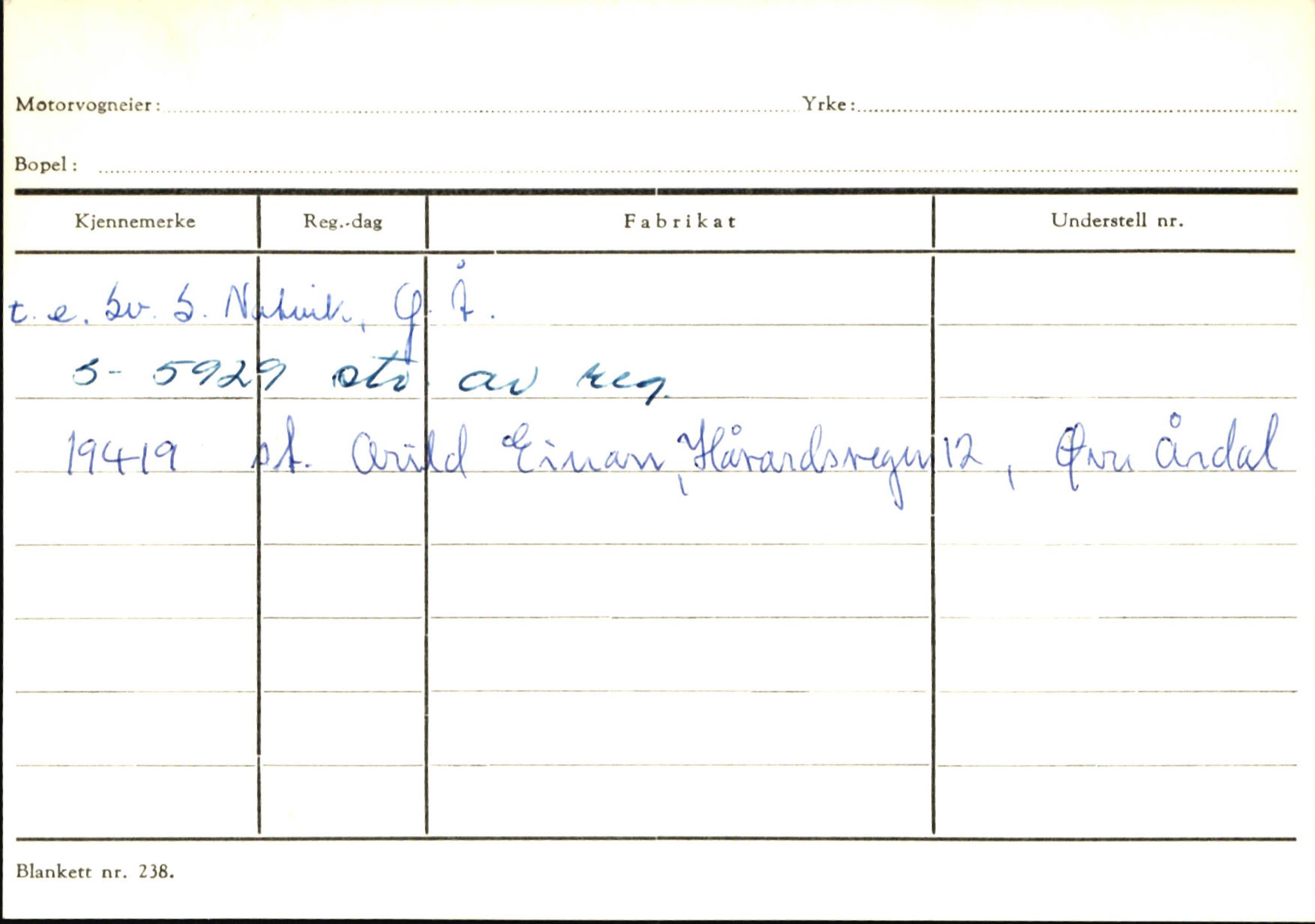 Statens vegvesen, Sogn og Fjordane vegkontor, SAB/A-5301/4/F/L0145: Registerkort Vågsøy S-Å. Årdal I-P, 1945-1975, p. 1907