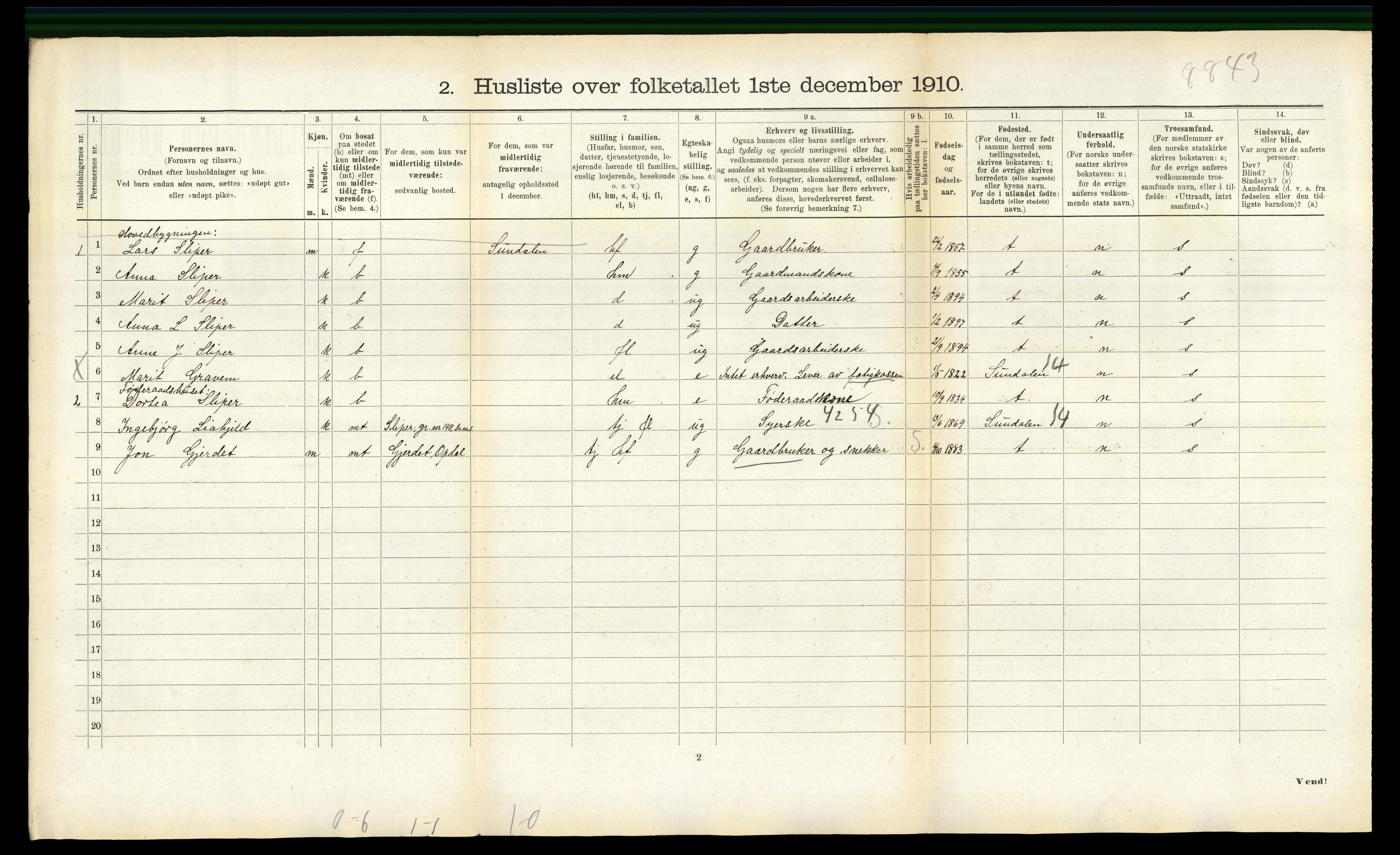 RA, 1910 census for Oppdal, 1910, p. 844