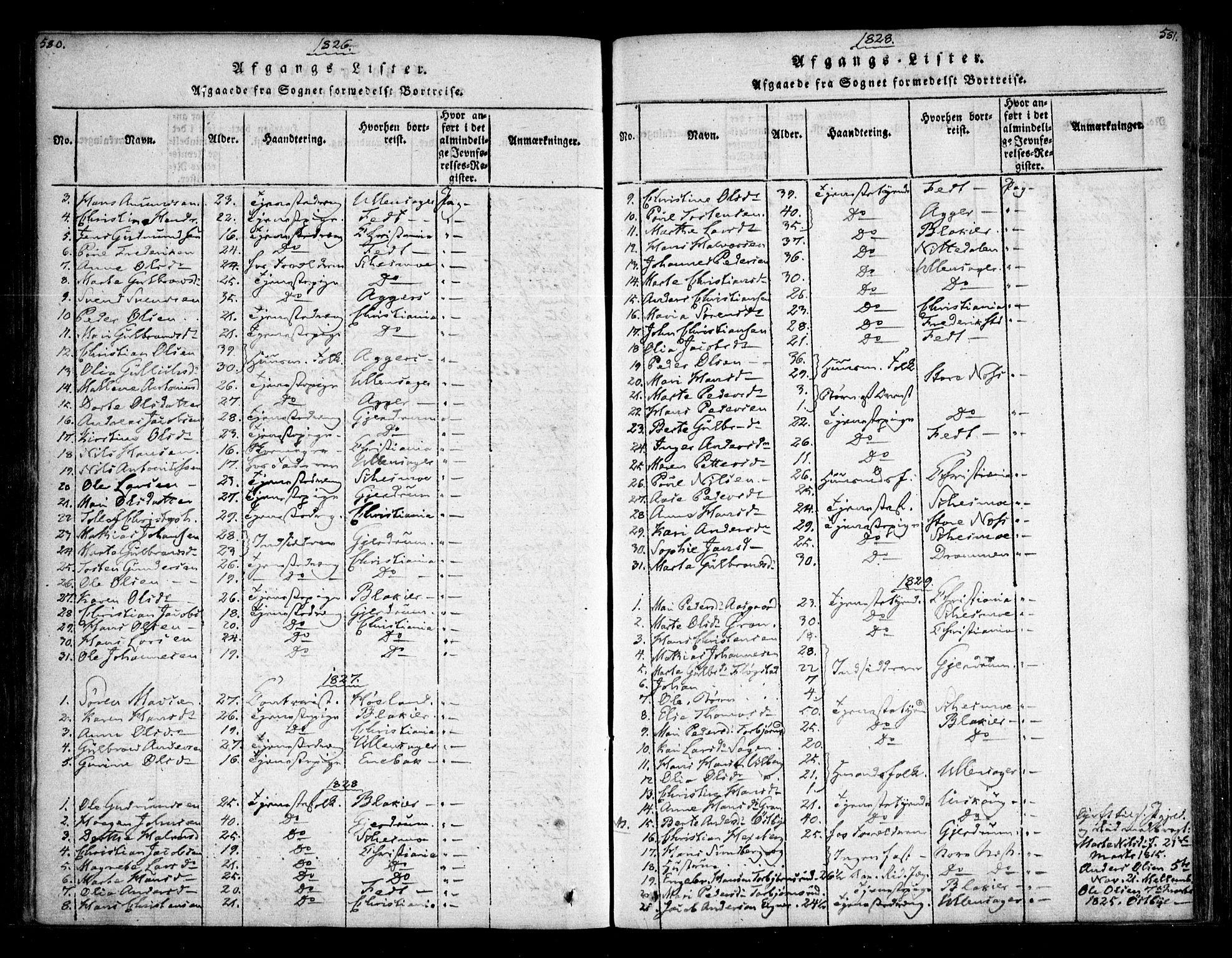 Sørum prestekontor Kirkebøker, SAO/A-10303/F/Fa/L0003: Parish register (official) no. I 3, 1814-1829, p. 580-581