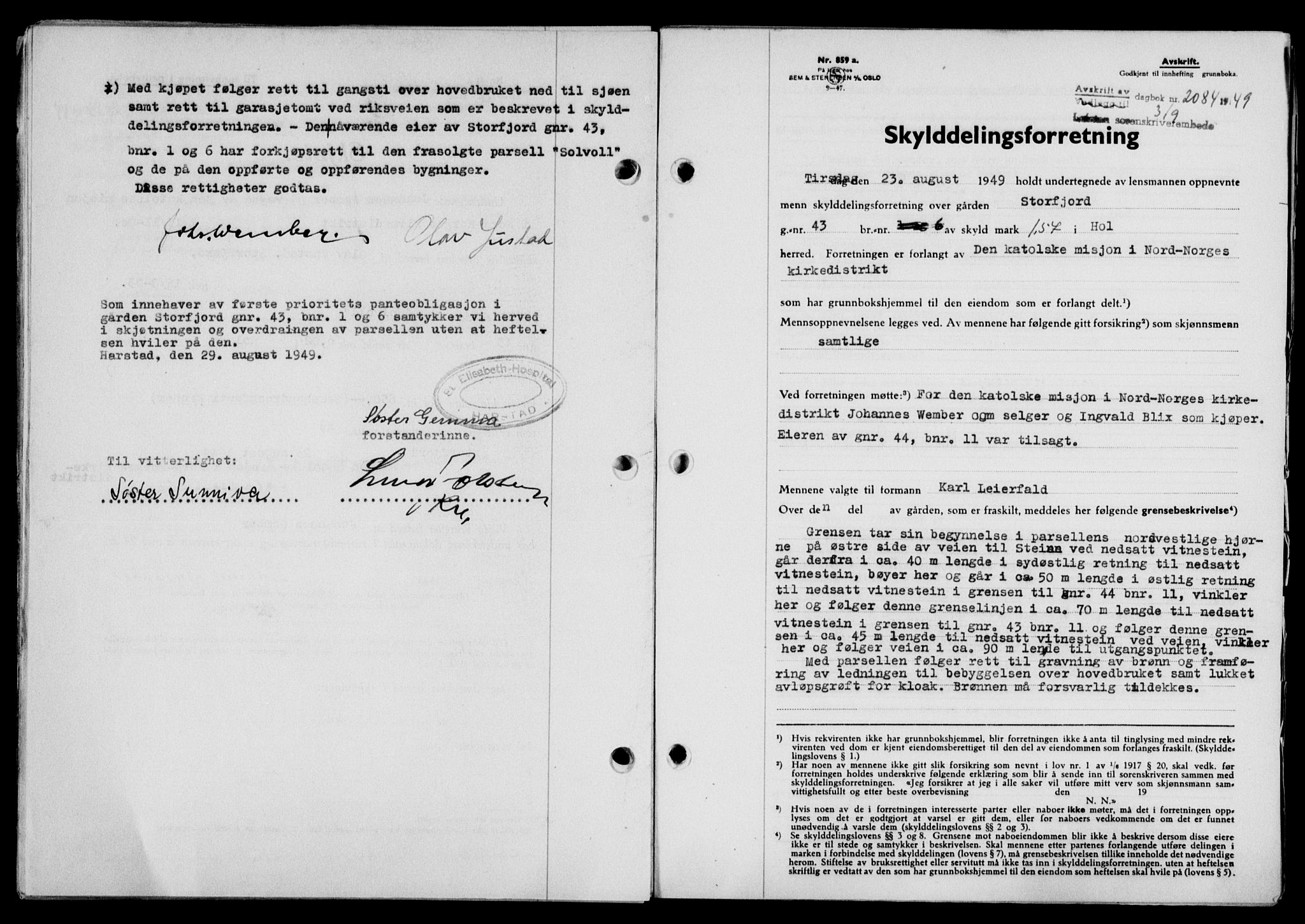 Lofoten sorenskriveri, SAT/A-0017/1/2/2C/L0021a: Mortgage book no. 21a, 1949-1949, Diary no: : 2084/1949