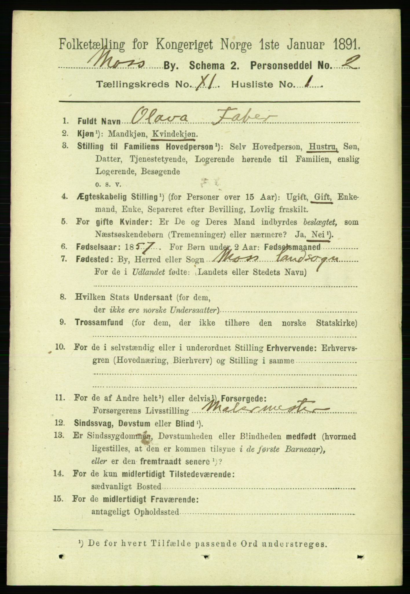 RA, 1891 census for 0104 Moss, 1891, p. 6020