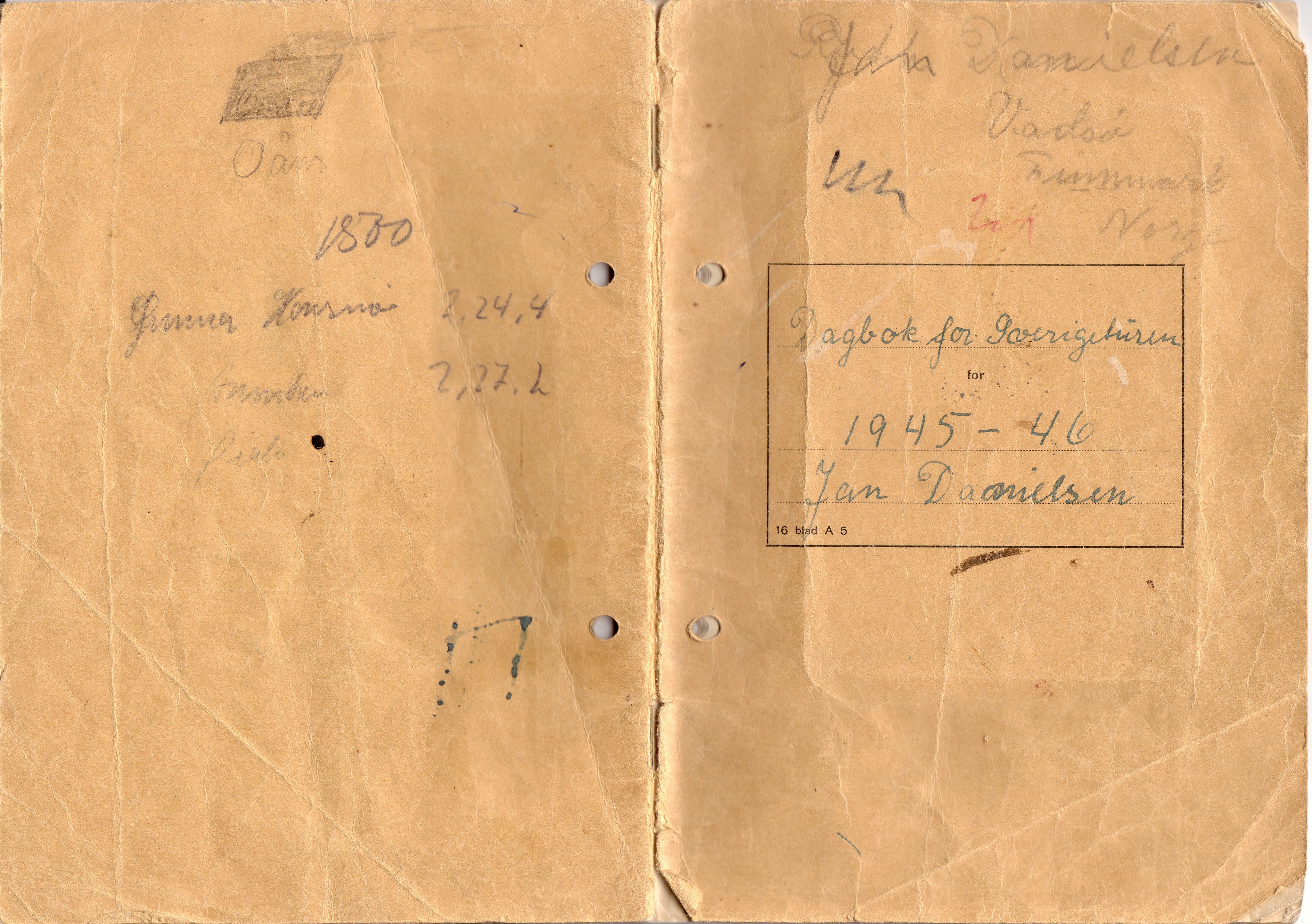 Jan Danielsens dagbok, VAMU/A-0507/F/L0001: Dagbok, 1945-1946