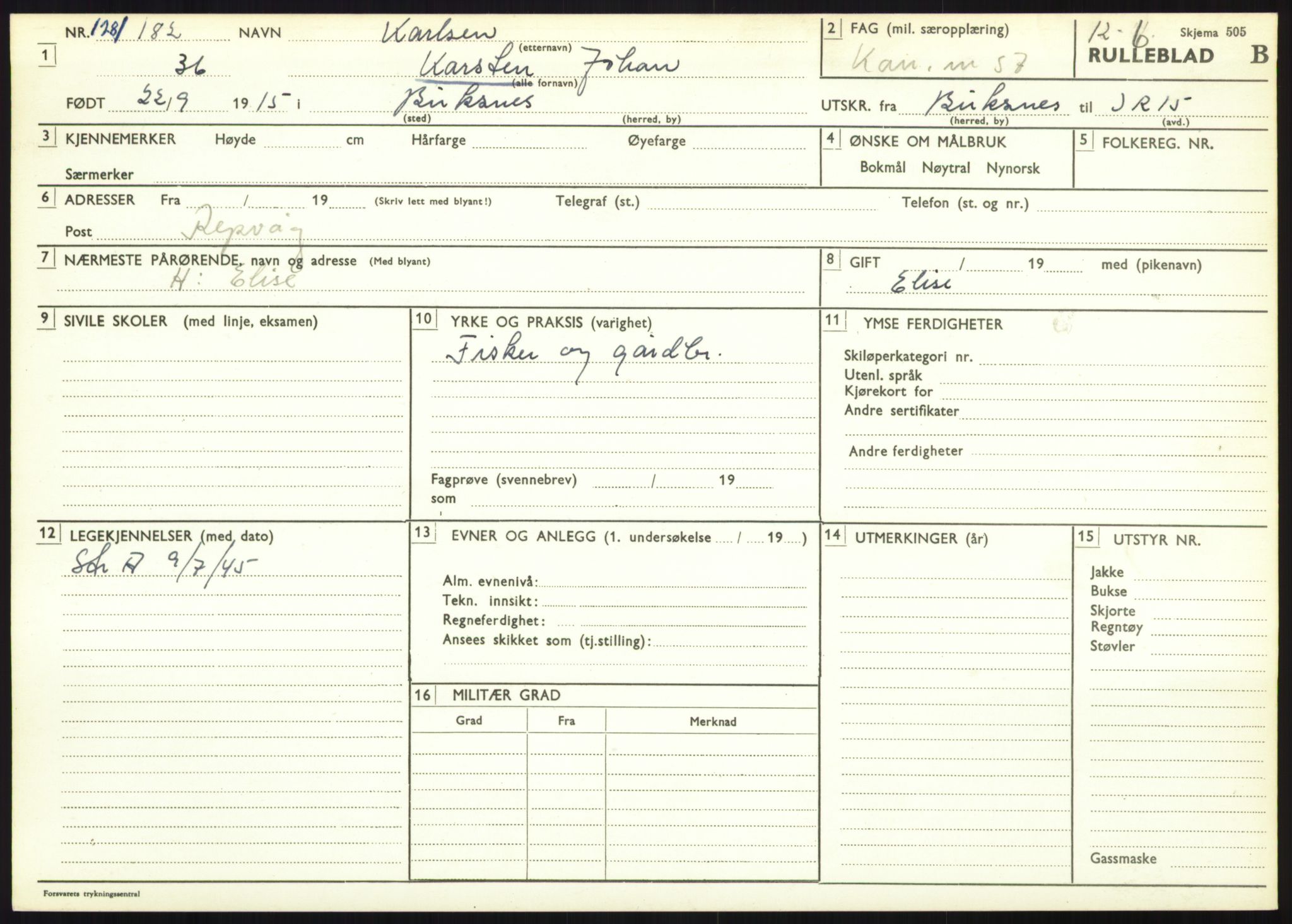 Forsvaret, Varanger bataljon, AV/RA-RAFA-2258/1/D/L0445: Rulleblad for menige født 1915-1916, 1915-1916, p. 118