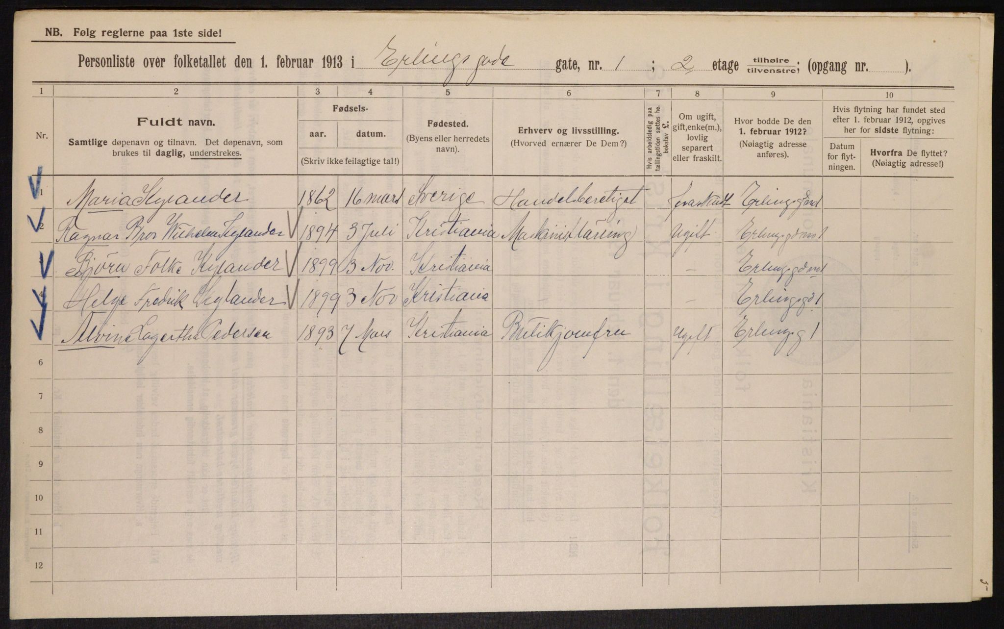 OBA, Municipal Census 1913 for Kristiania, 1913, p. 22080