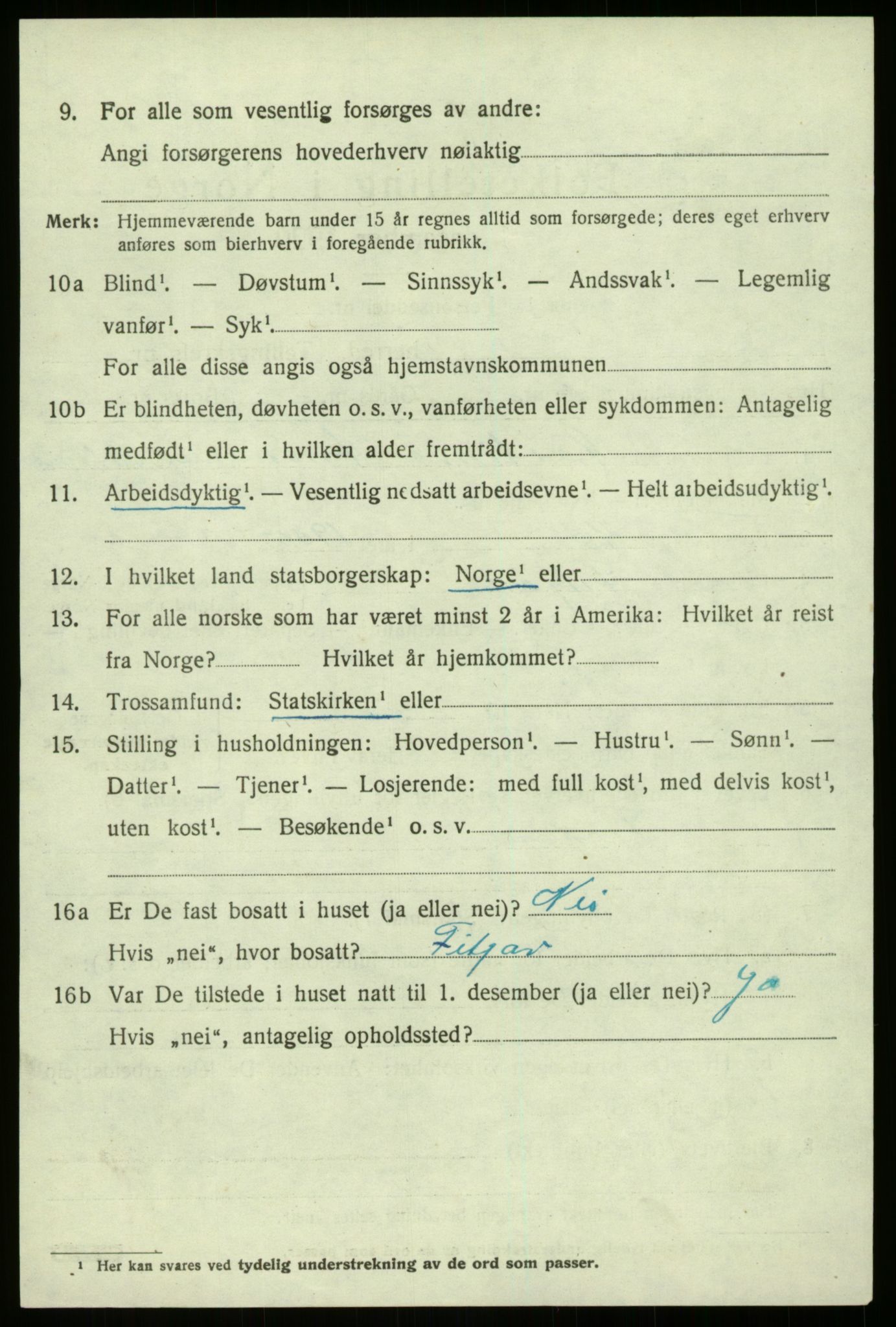 SAB, 1920 census for Gulen, 1920, p. 4540