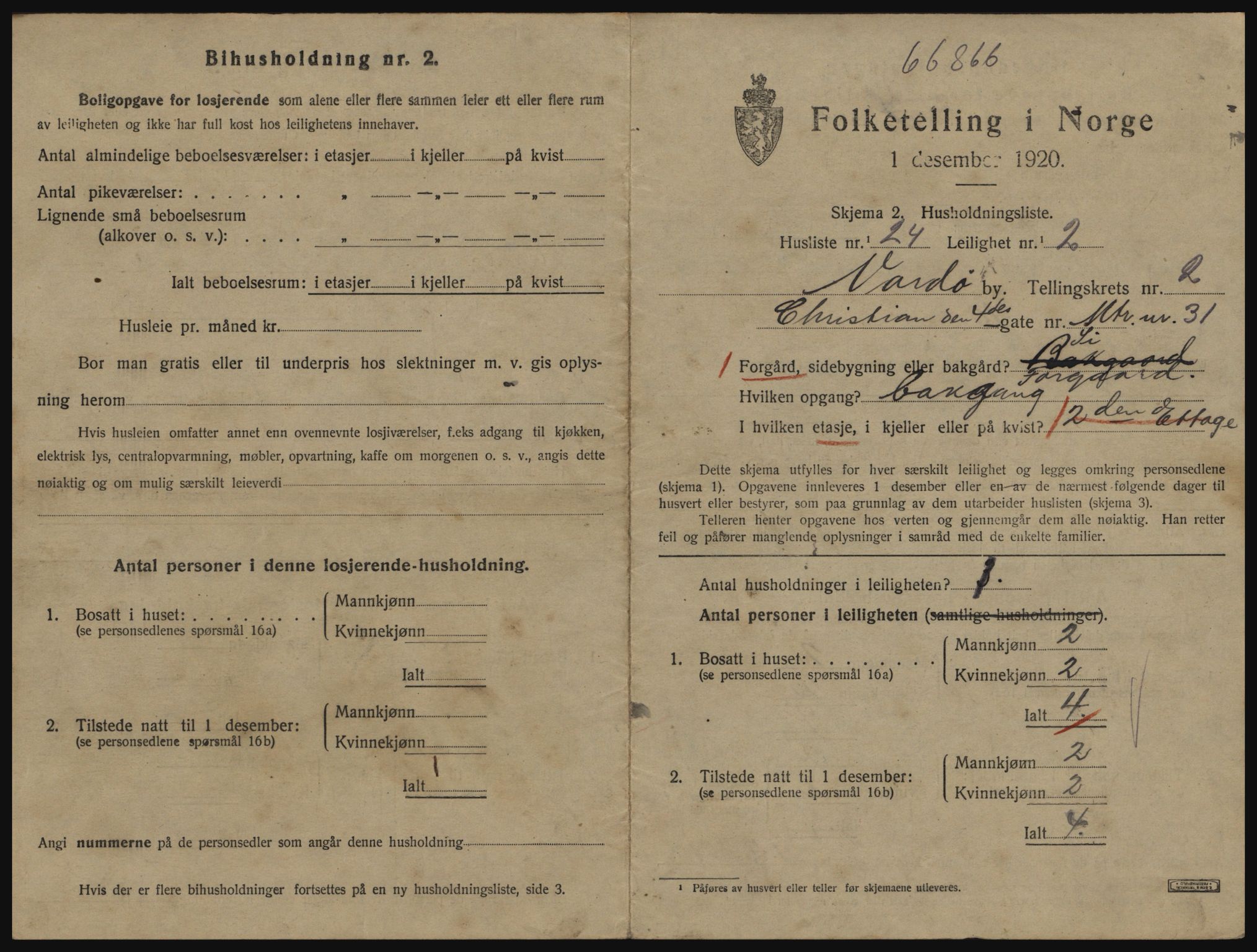 SATØ, 1920 census for Vardø, 1920, p. 1805