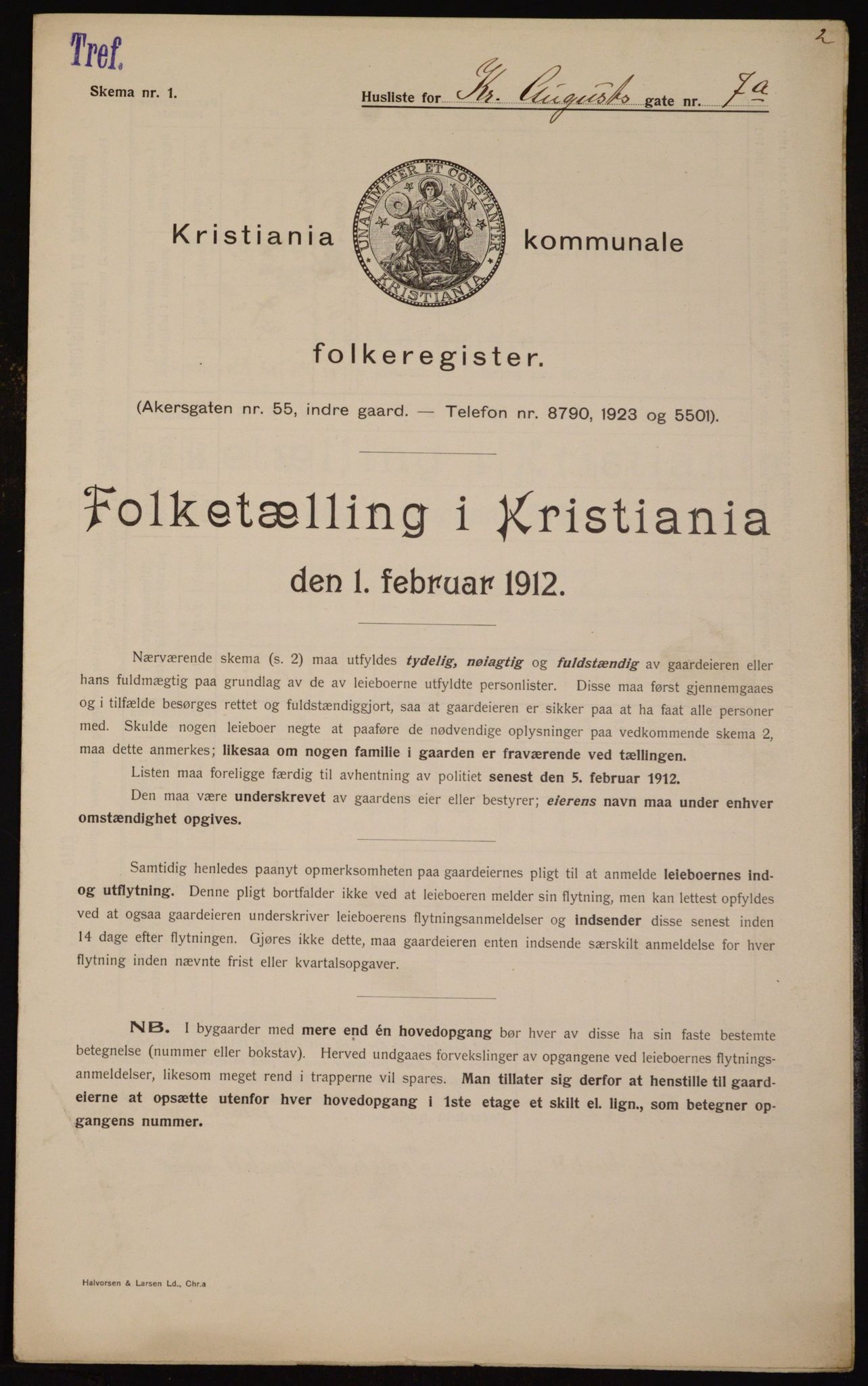 OBA, Municipal Census 1912 for Kristiania, 1912, p. 54227