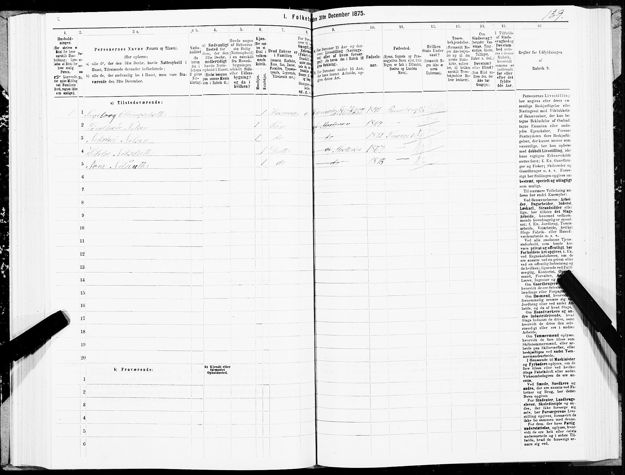 SAT, 1875 census for 1867P Bø, 1875, p. 1139