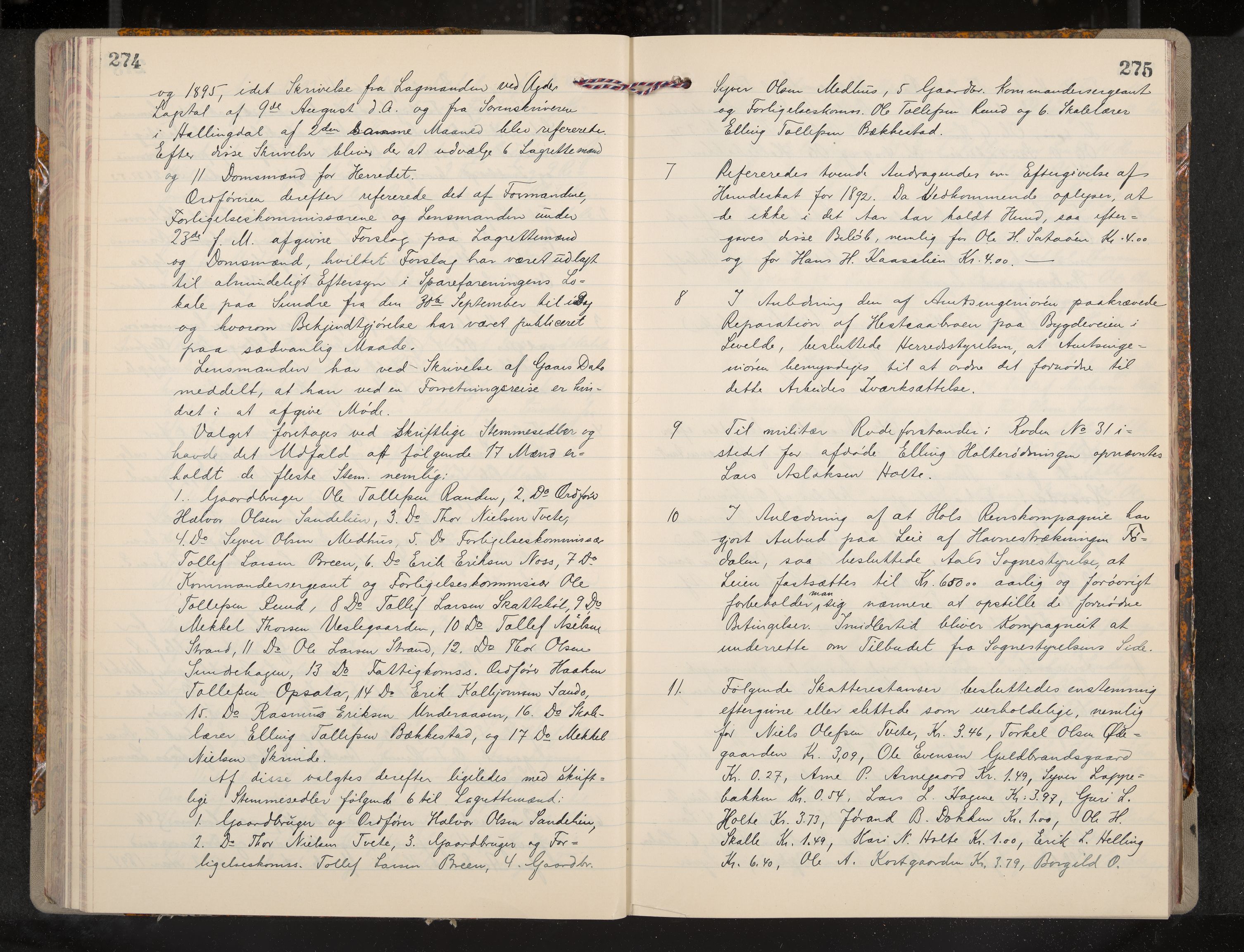 Ål formannskap og sentraladministrasjon, IKAK/0619021/A/Aa/L0004: Utskrift av møtebok, 1881-1901, p. 274-275