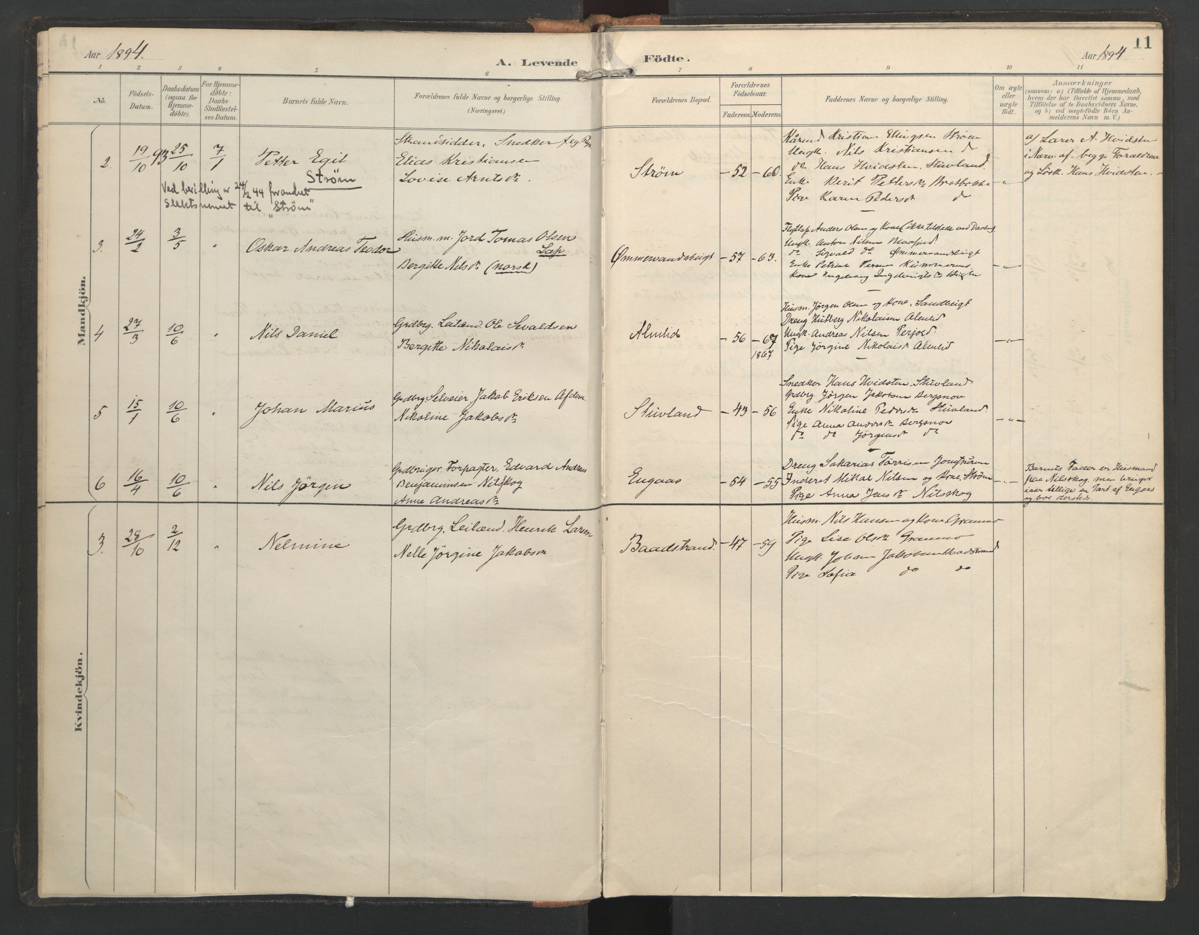 Ministerialprotokoller, klokkerbøker og fødselsregistre - Nordland, SAT/A-1459/821/L0317: Parish register (official) no. 821A01, 1892-1907, p. 11