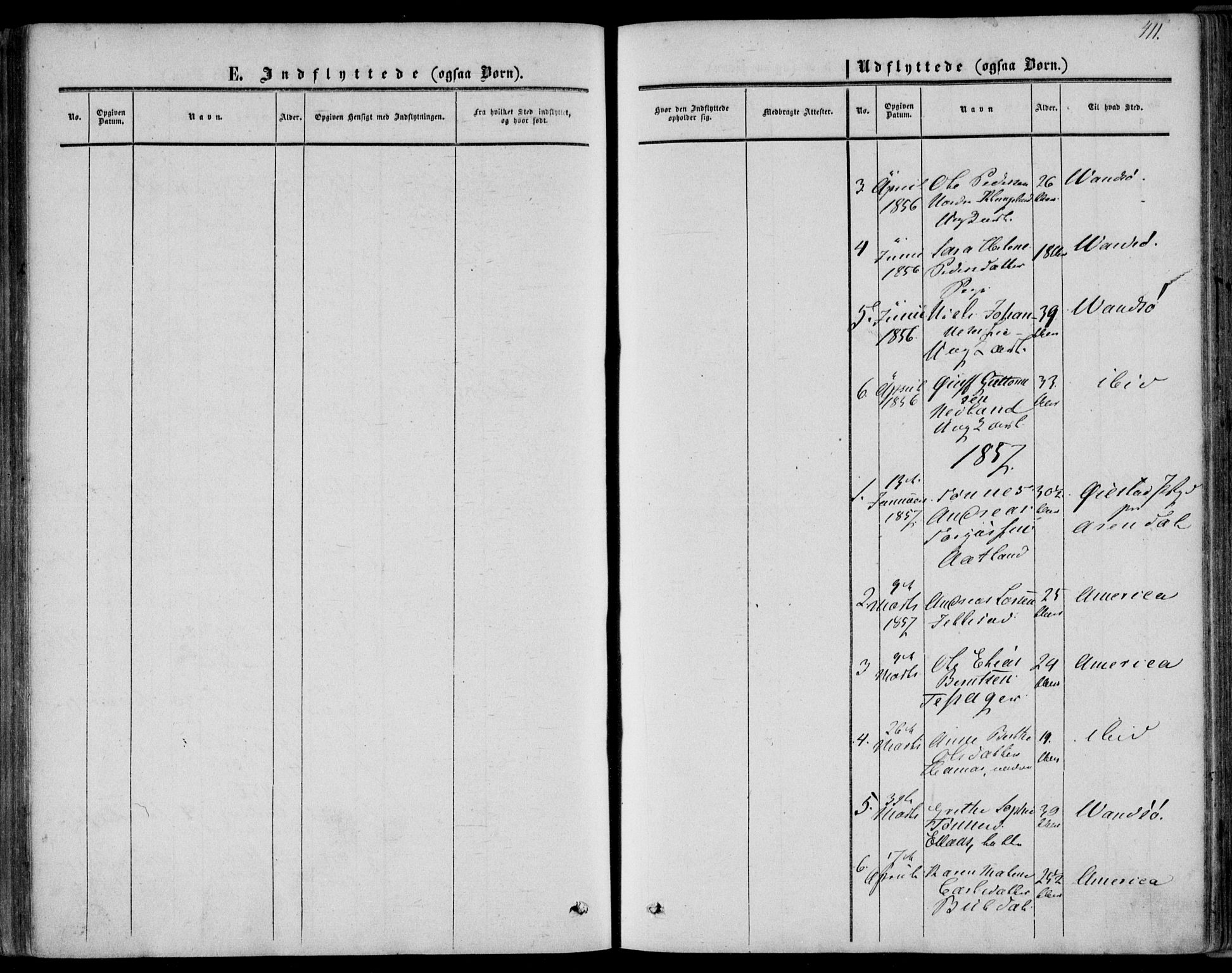 Bakke sokneprestkontor, SAK/1111-0002/F/Fa/Fab/L0002: Parish register (official) no. A 2, 1855-1884, p. 411