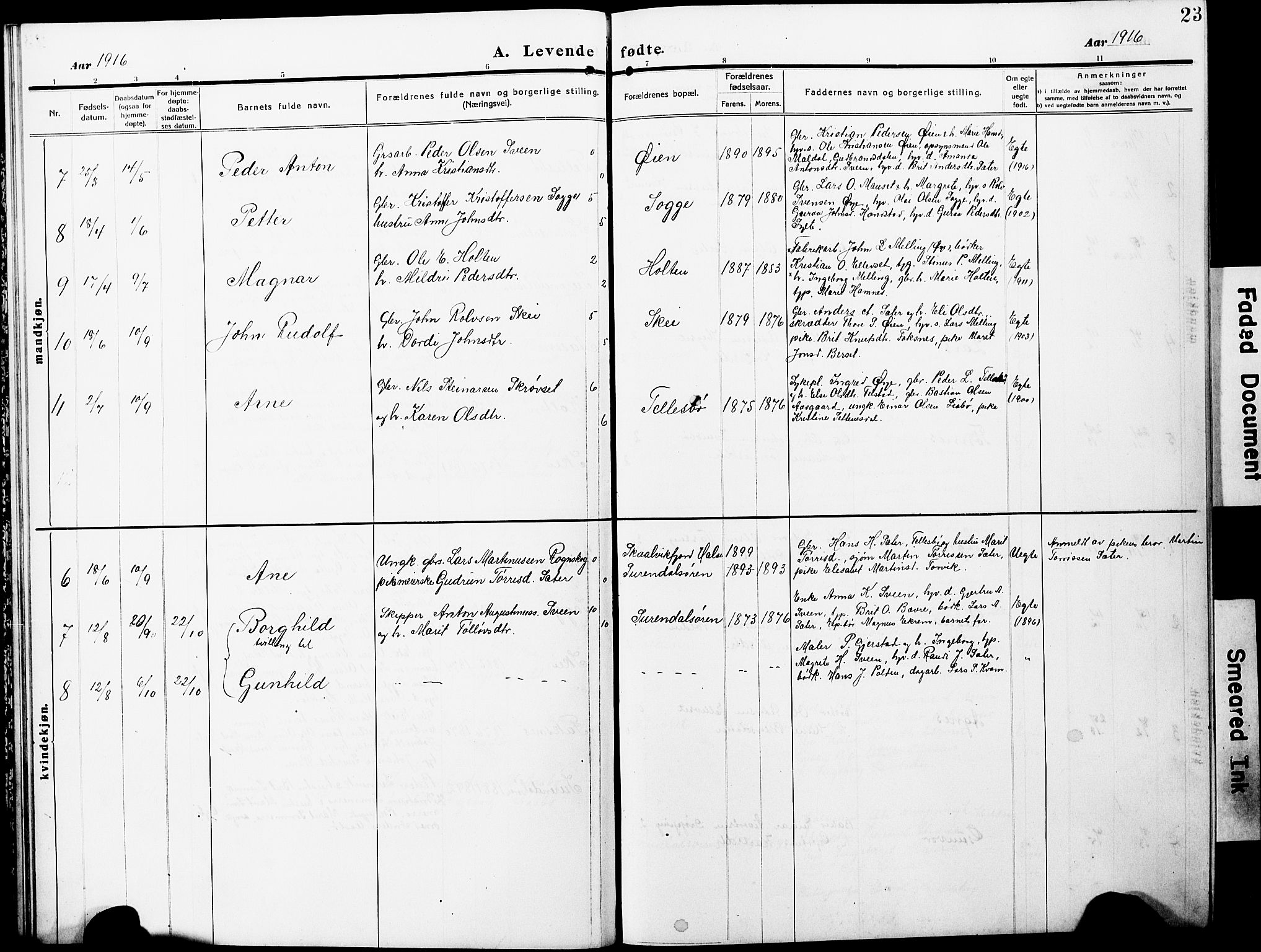 Ministerialprotokoller, klokkerbøker og fødselsregistre - Møre og Romsdal, AV/SAT-A-1454/596/L1059: Parish register (copy) no. 596C02, 1908-1922, p. 23