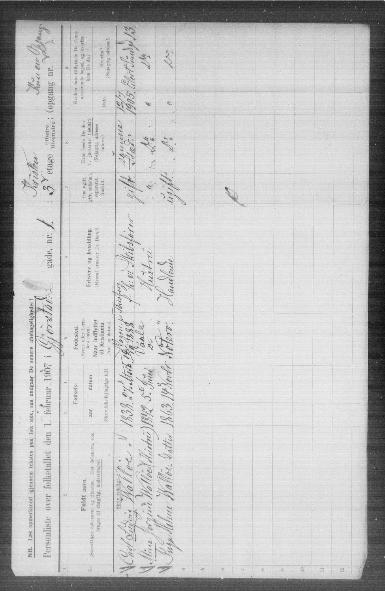 OBA, Municipal Census 1907 for Kristiania, 1907, p. 14867