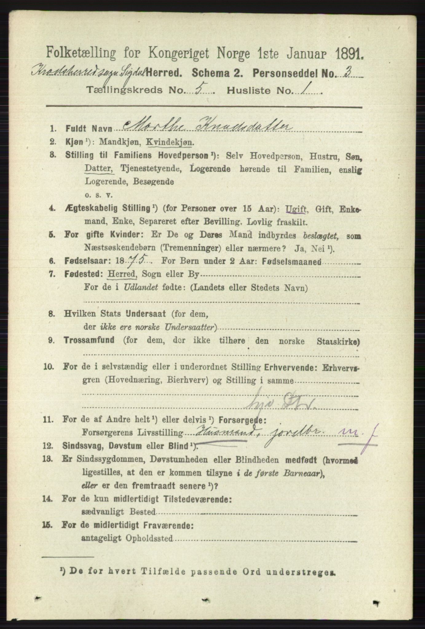 RA, 1891 census for 0621 Sigdal, 1891, p. 6320