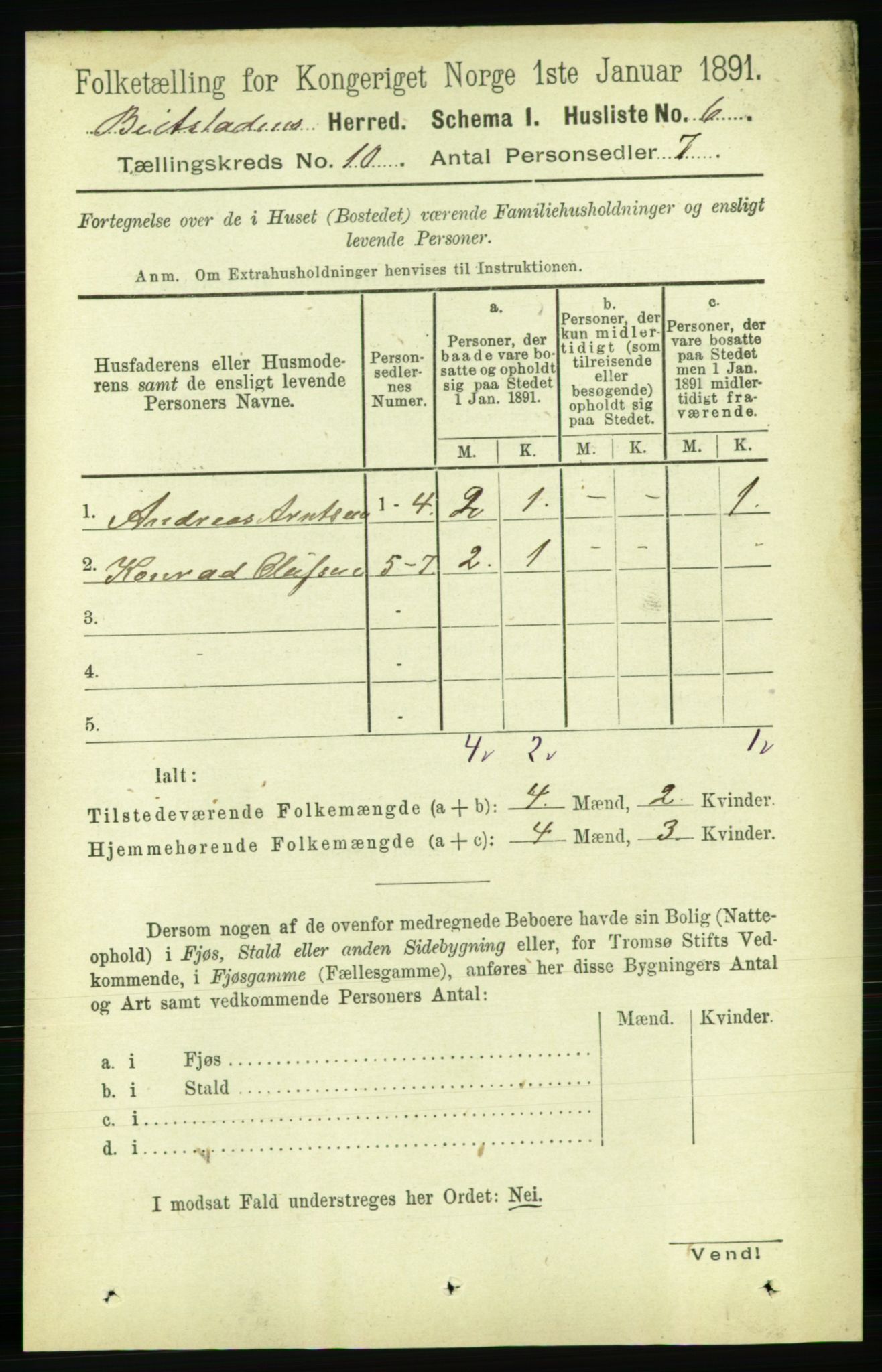 RA, 1891 census for 1727 Beitstad, 1891, p. 2691