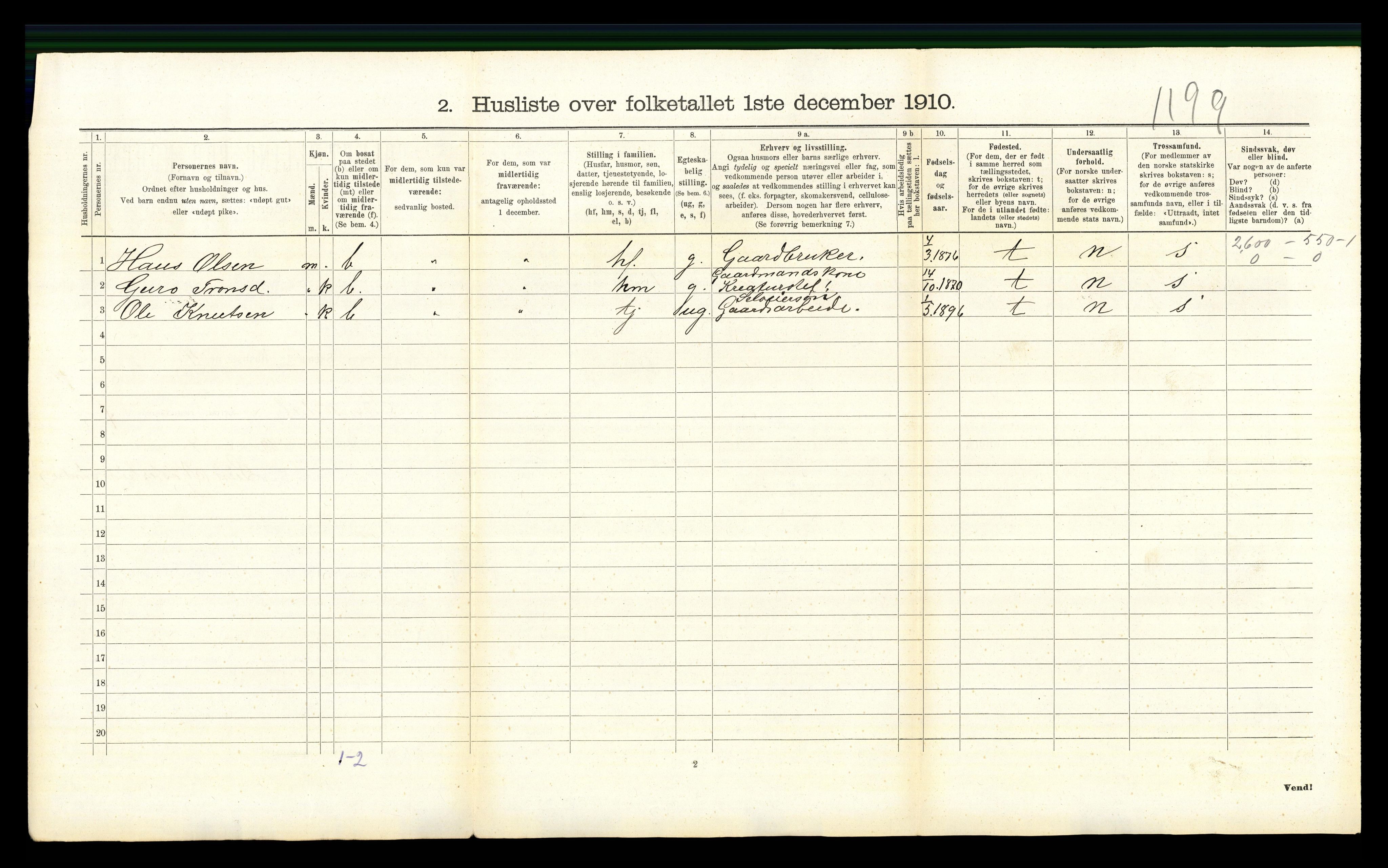 RA, 1910 census for Hemsedal, 1910, p. 473