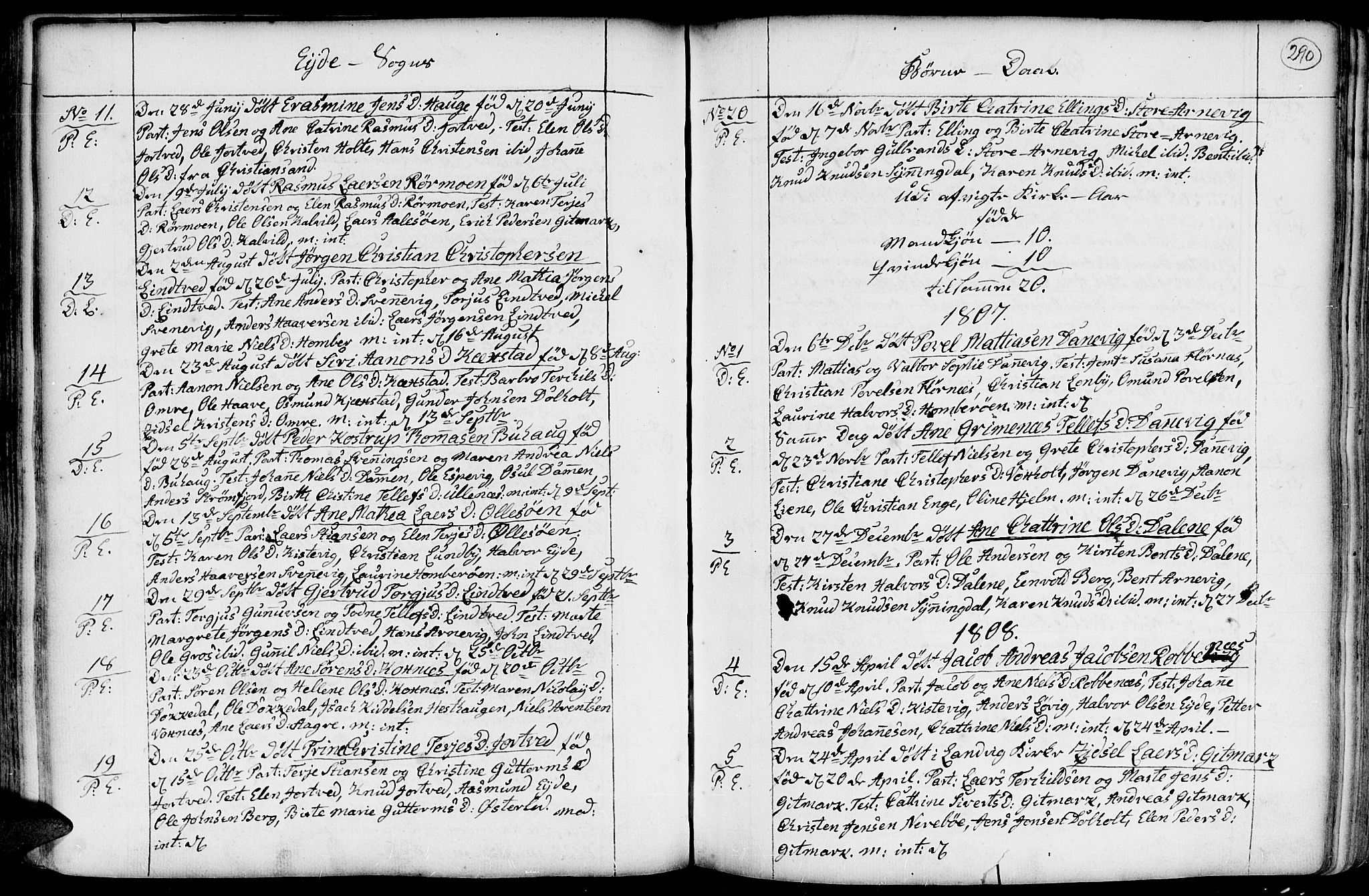 Hommedal sokneprestkontor, SAK/1111-0023/F/Fa/Fab/L0002: Parish register (official) no. A 2 /2, 1740-1823, p. 290