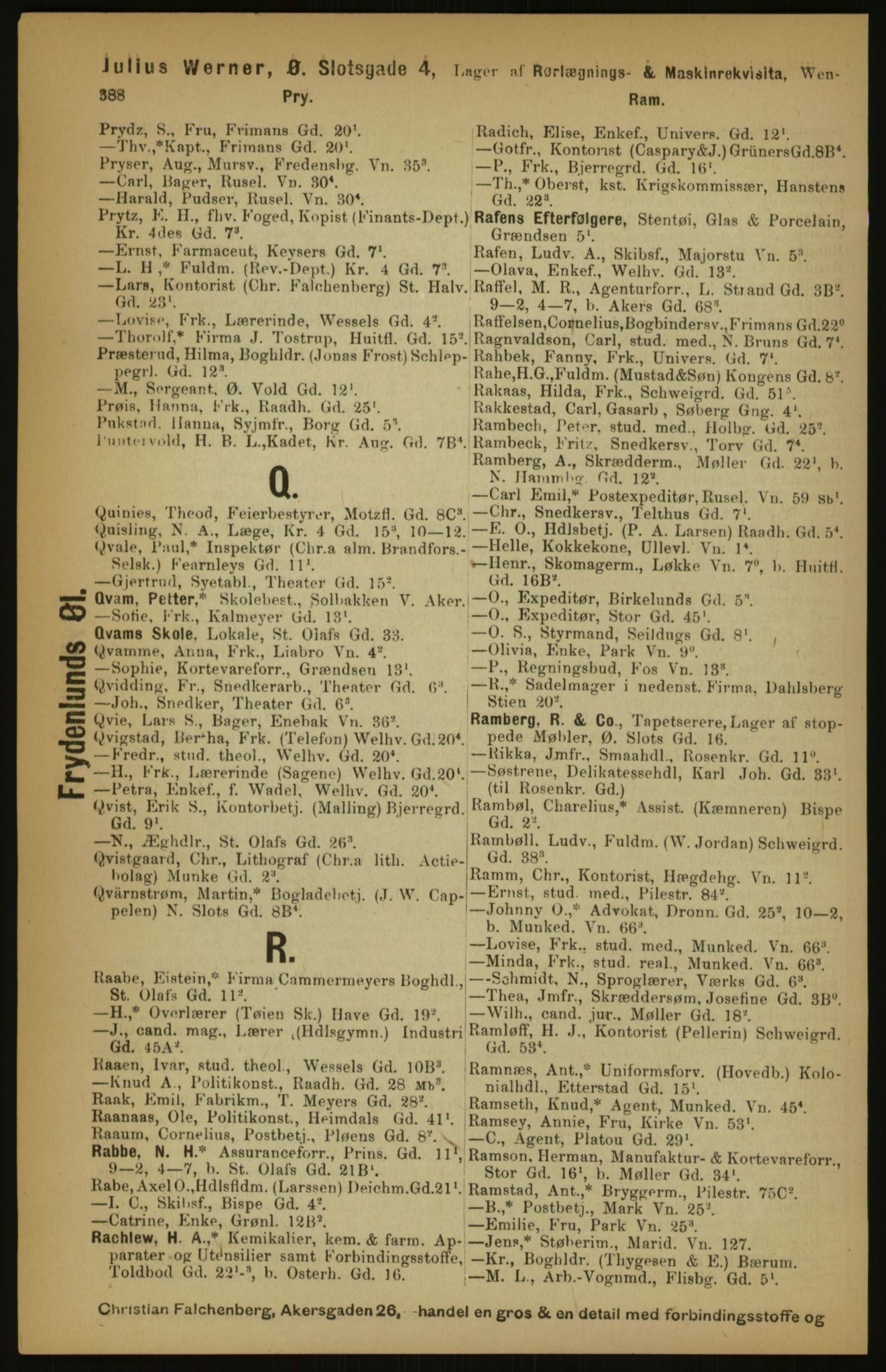 Kristiania/Oslo adressebok, PUBL/-, 1891, p. 388