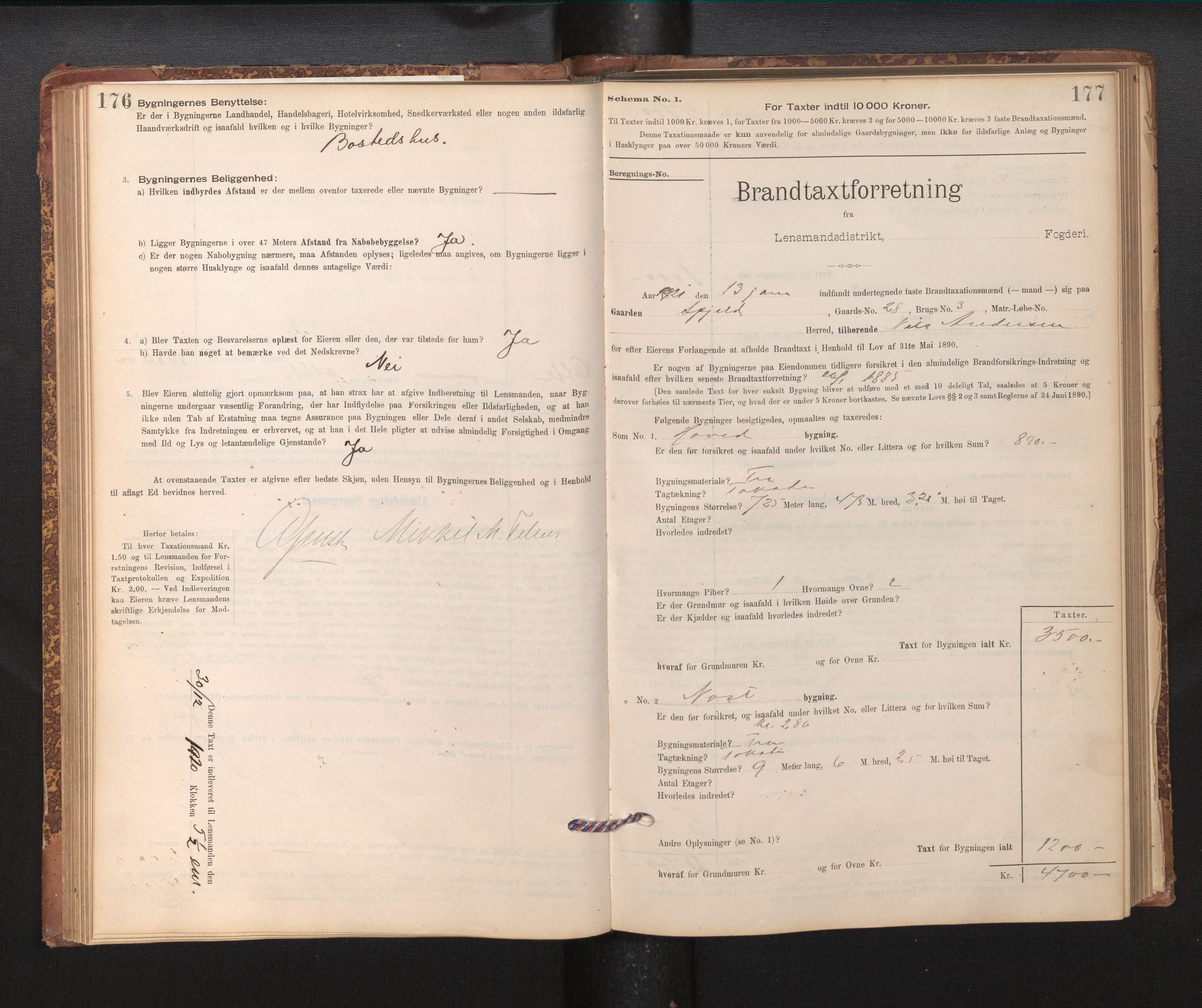 Lensmannen i Fjell, AV/SAB-A-32301/0012/L0005: Branntakstprotokoll, skjematakst, 1895-1931, p. 176-177