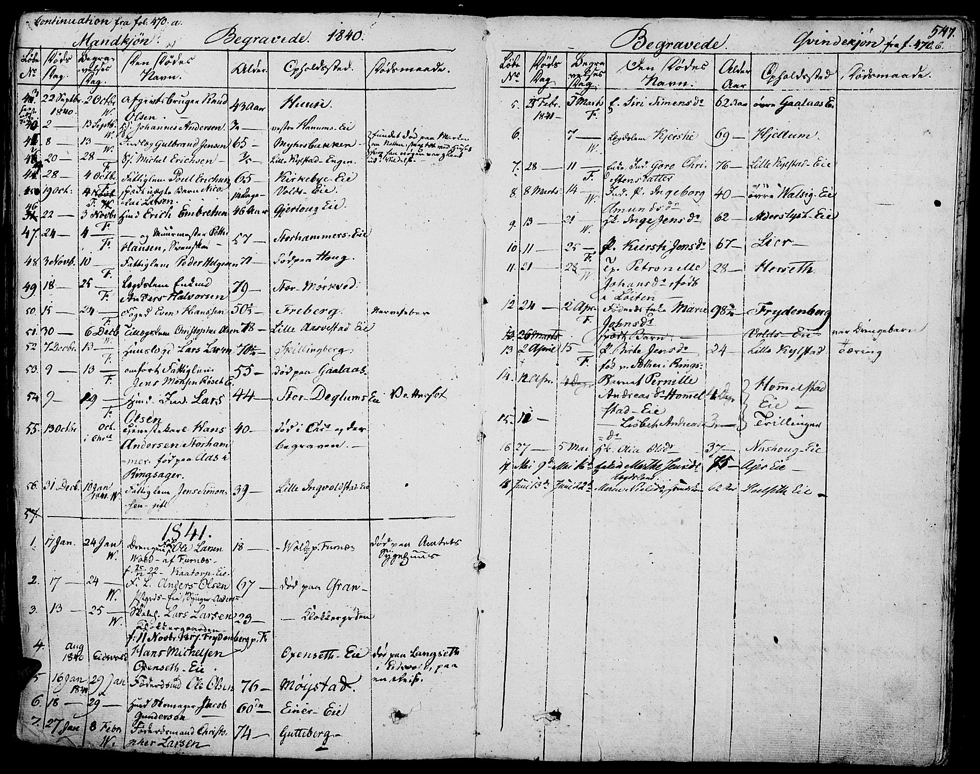 Vang prestekontor, Hedmark, SAH/PREST-008/H/Ha/Haa/L0009: Parish register (official) no. 9, 1826-1841, p. 547