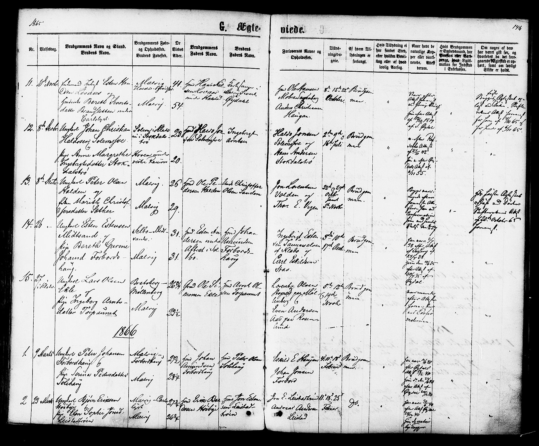 Ministerialprotokoller, klokkerbøker og fødselsregistre - Sør-Trøndelag, SAT/A-1456/616/L0409: Parish register (official) no. 616A06, 1865-1877, p. 146