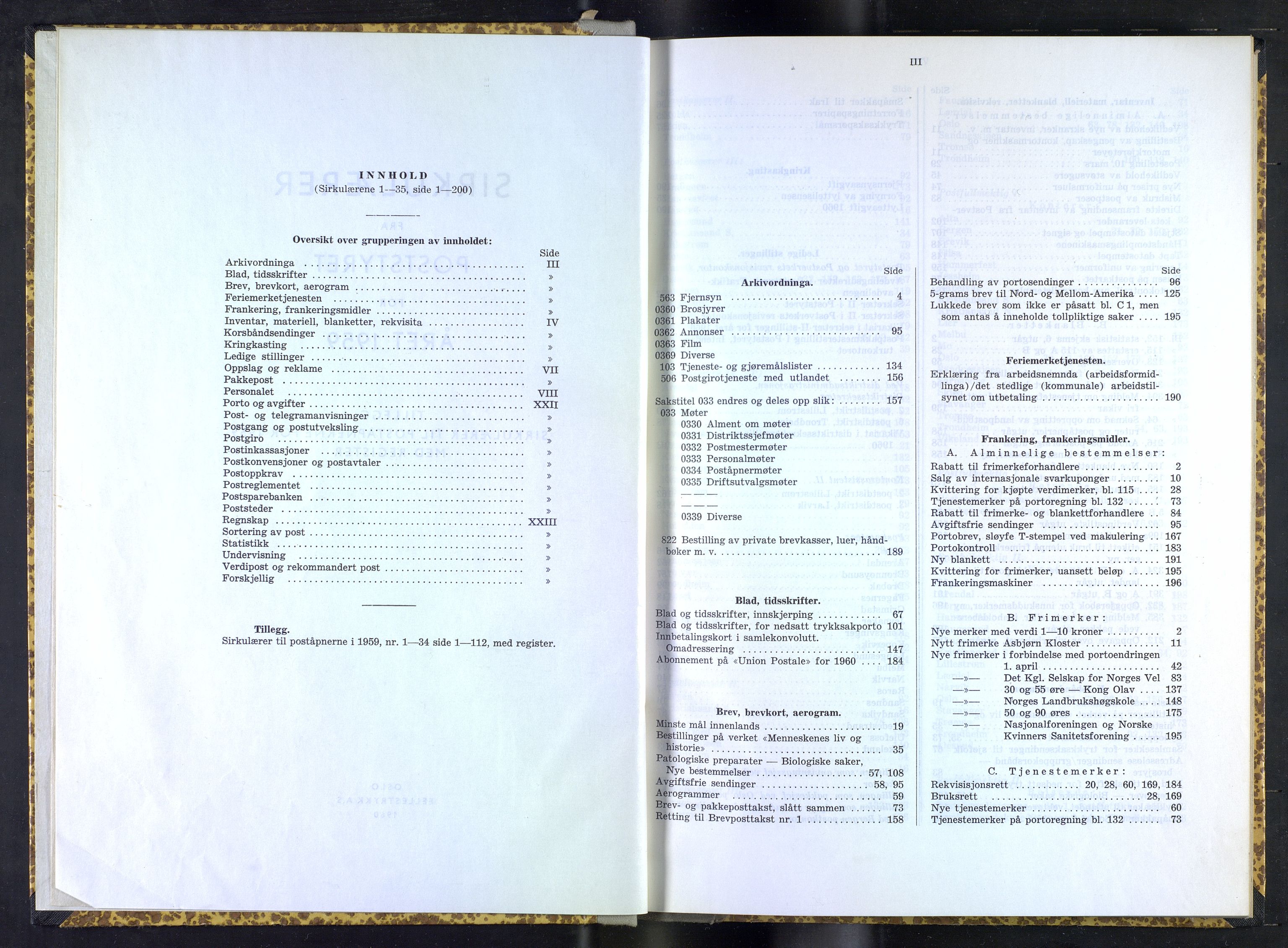 Norges Postmuseums bibliotek, NOPO/-/-/-: Sirkulærer fra Poststyret, 1959