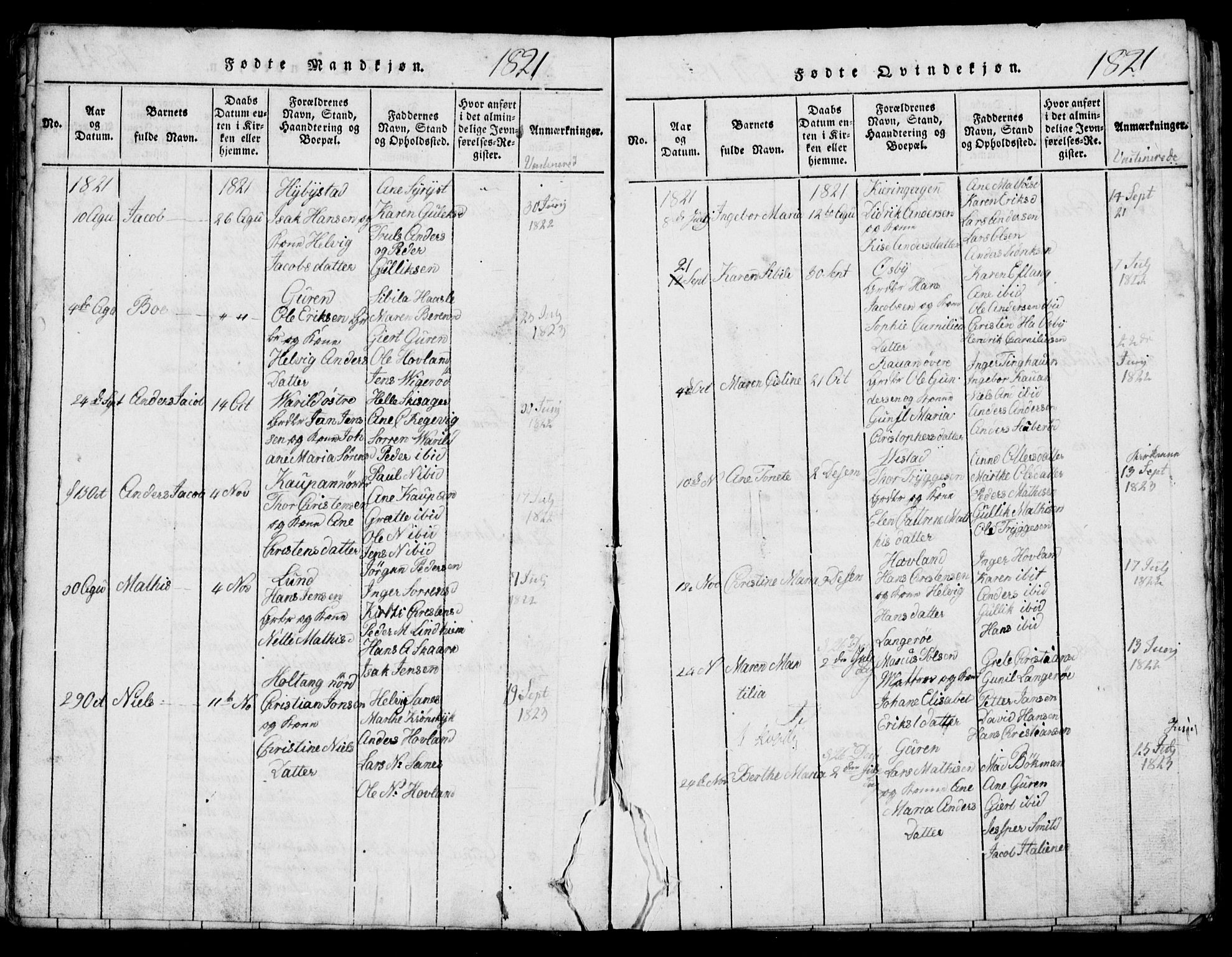 Tjølling kirkebøker, AV/SAKO-A-60/G/Ga/L0001: Parish register (copy) no. 1, 1814-1835, p. 66